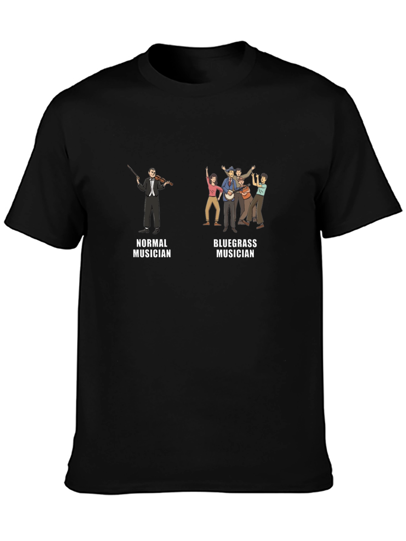 Normal vs. Bluegrass Musician Black T-Shirt