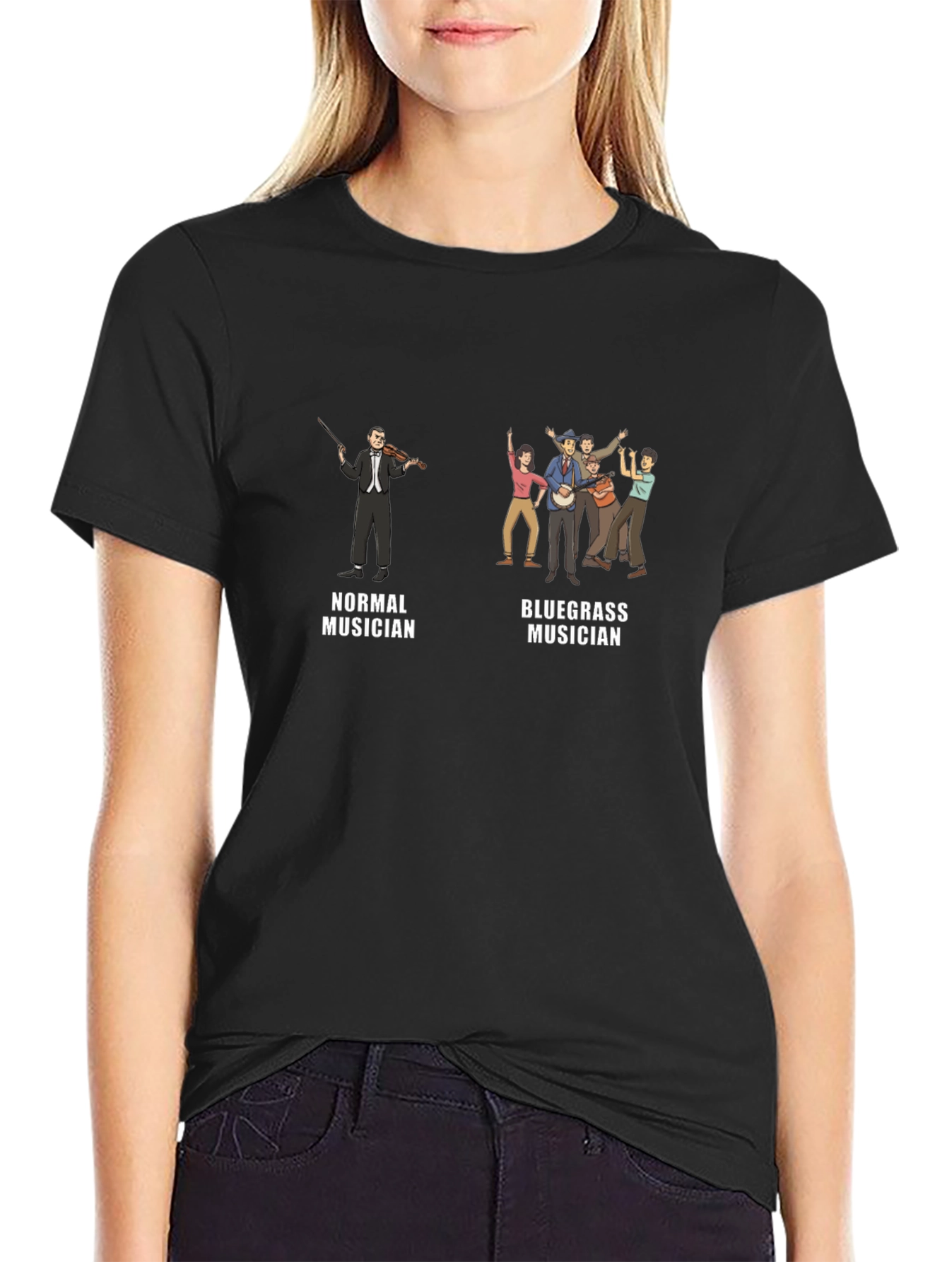 Normal vs. Bluegrass Musician Black T-Shirt