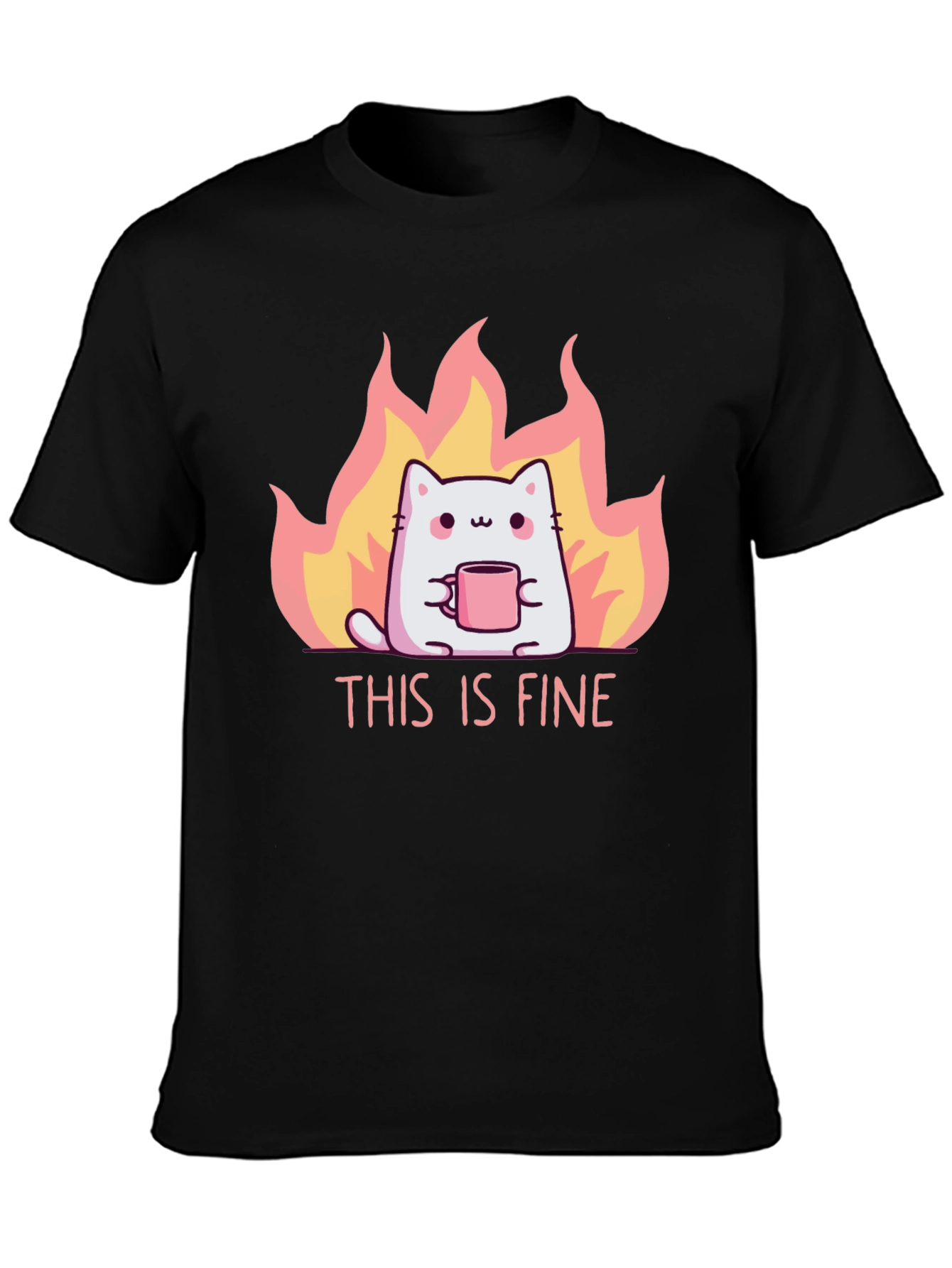 This Is Fine Cat T-Shirt - Funny Graphic Tee