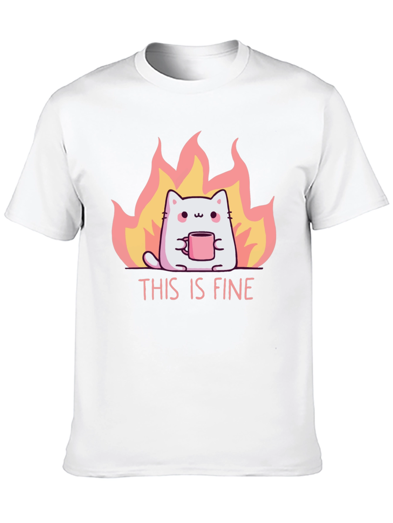 This Is Fine Cat T-Shirt - Funny Graphic Tee