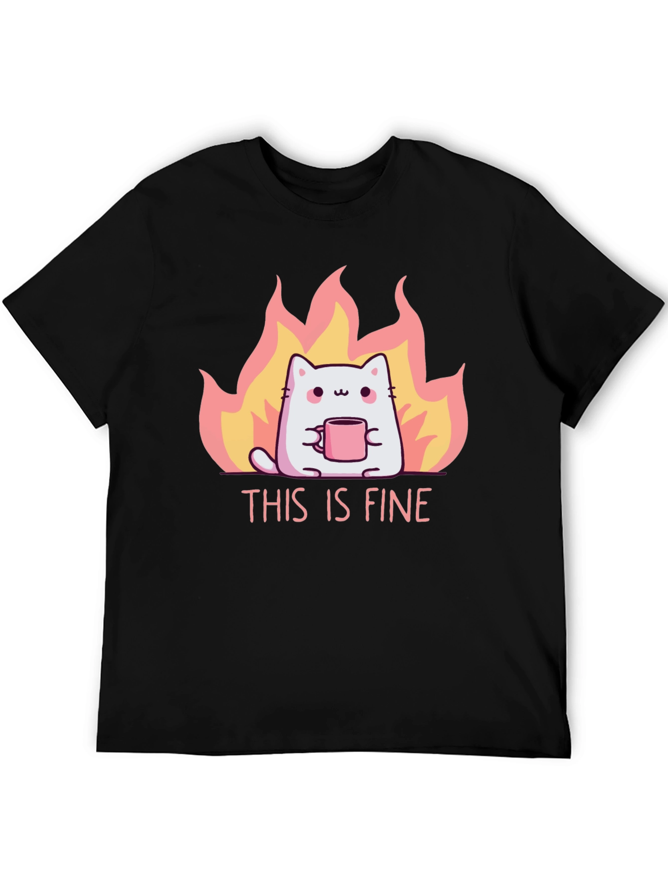 This Is Fine Cat T-Shirt - Funny Graphic Tee