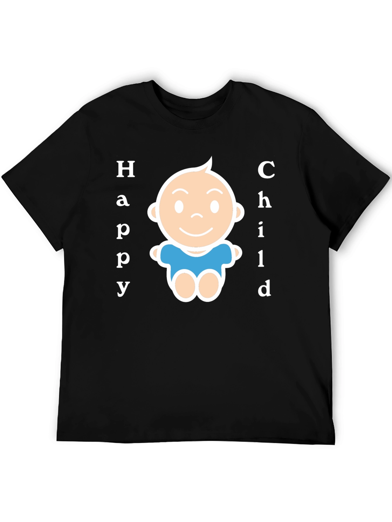 Happy Child Graphic Tee - Black Cotton Blend