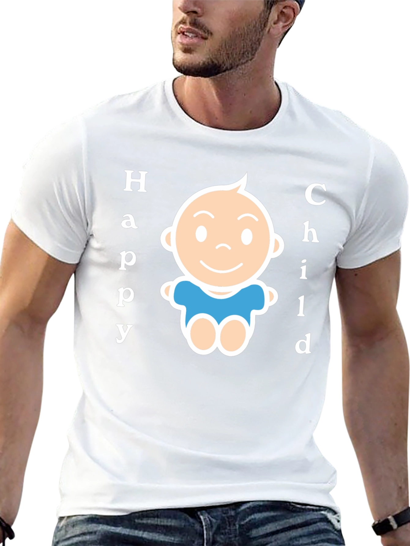 Happy Child Graphic Tee - Black Cotton Blend