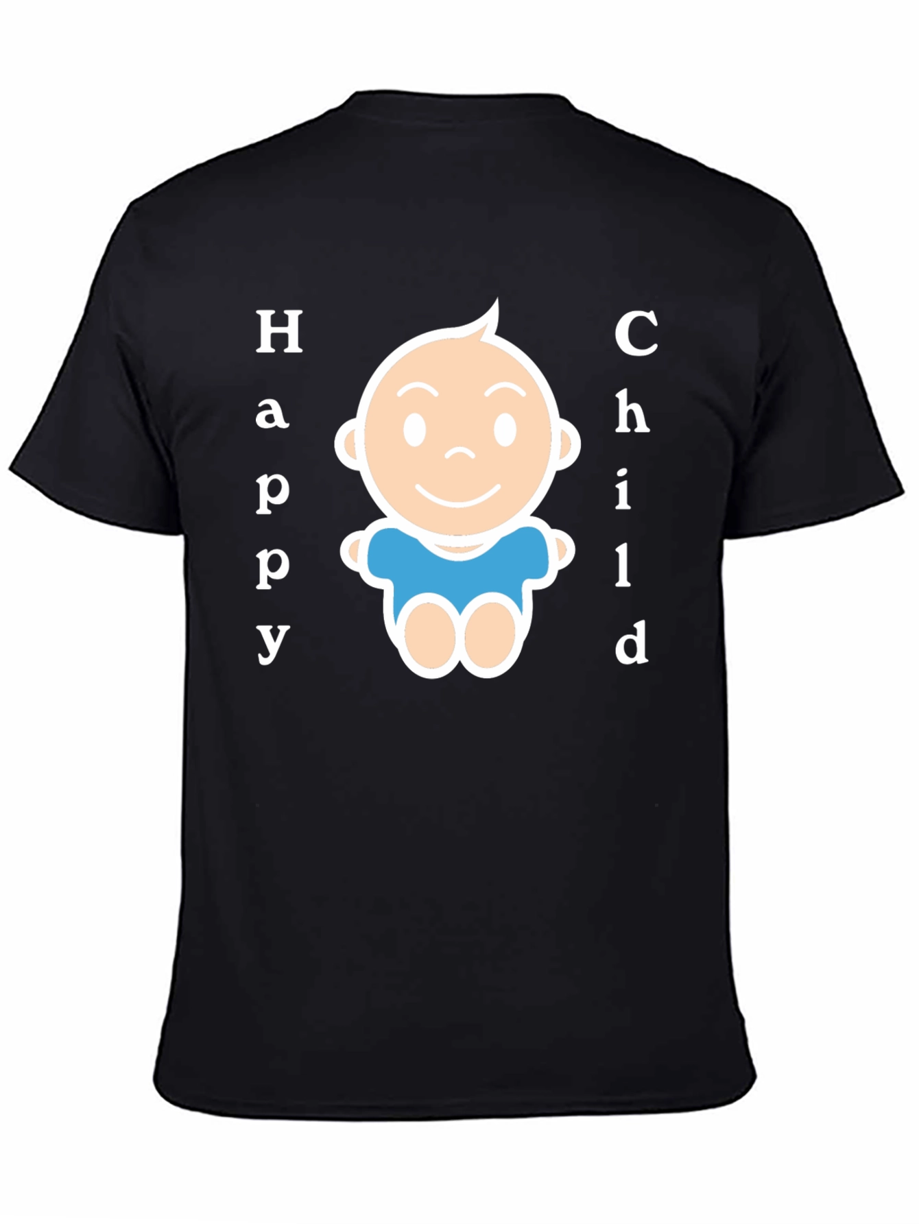 Happy Child Graphic Tee - Black Cotton Blend