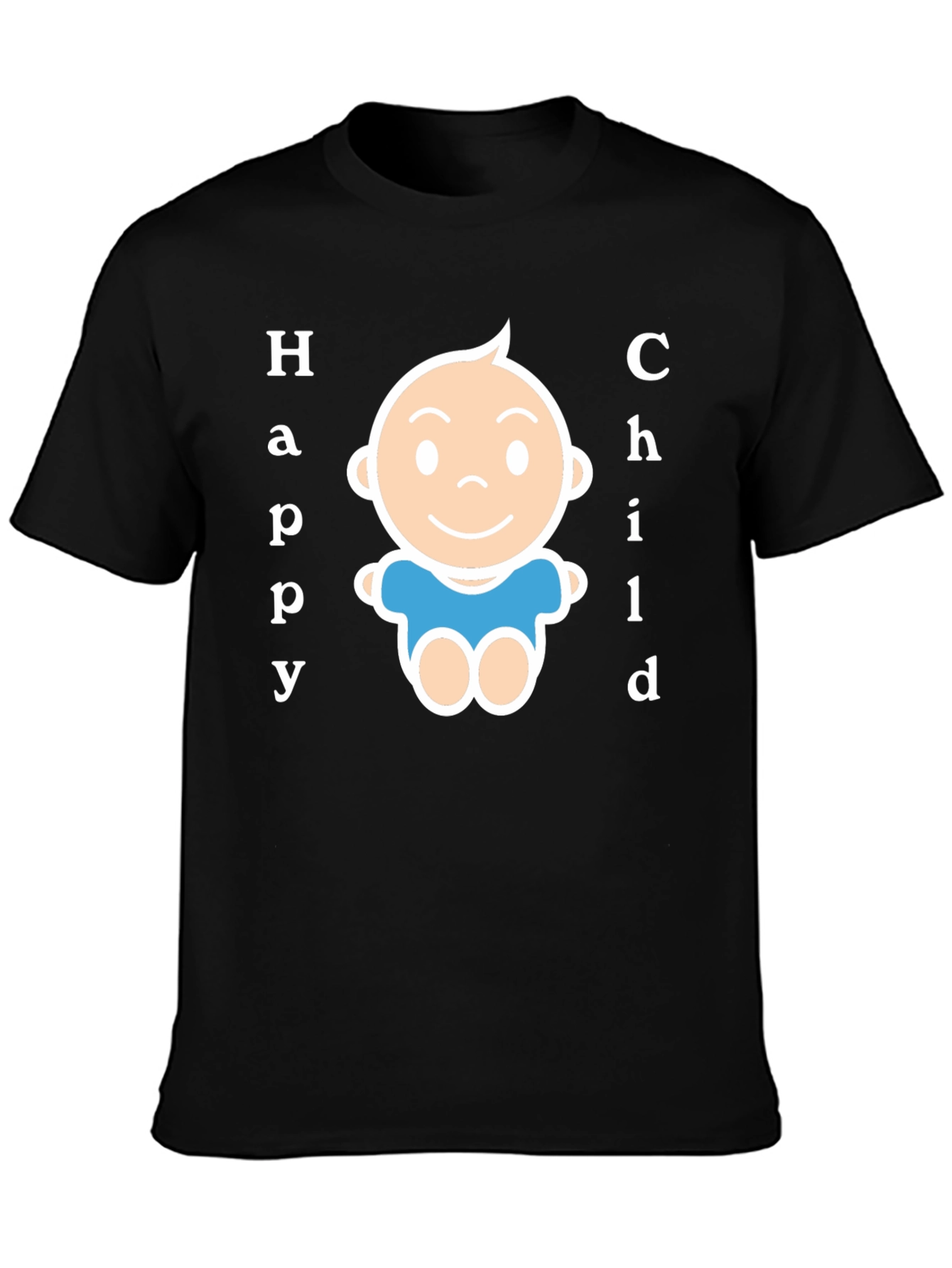 Happy Child Graphic Tee - Black Cotton Blend