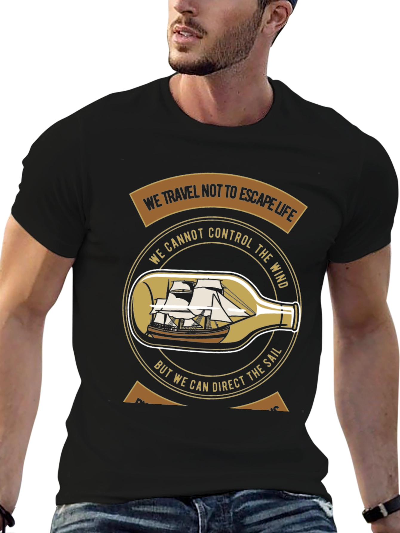 Nautical Philosophy T-Shirt - Sailboat in a Bottle