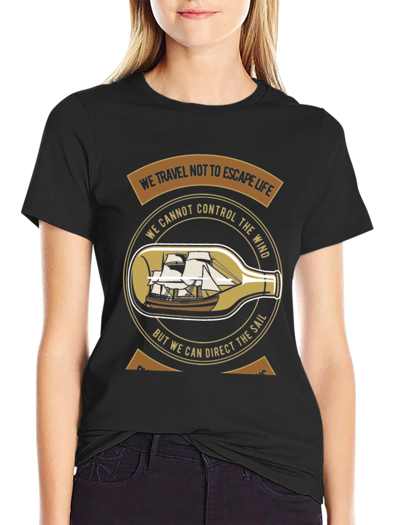 Nautical Philosophy T-Shirt - Sailboat in a Bottle