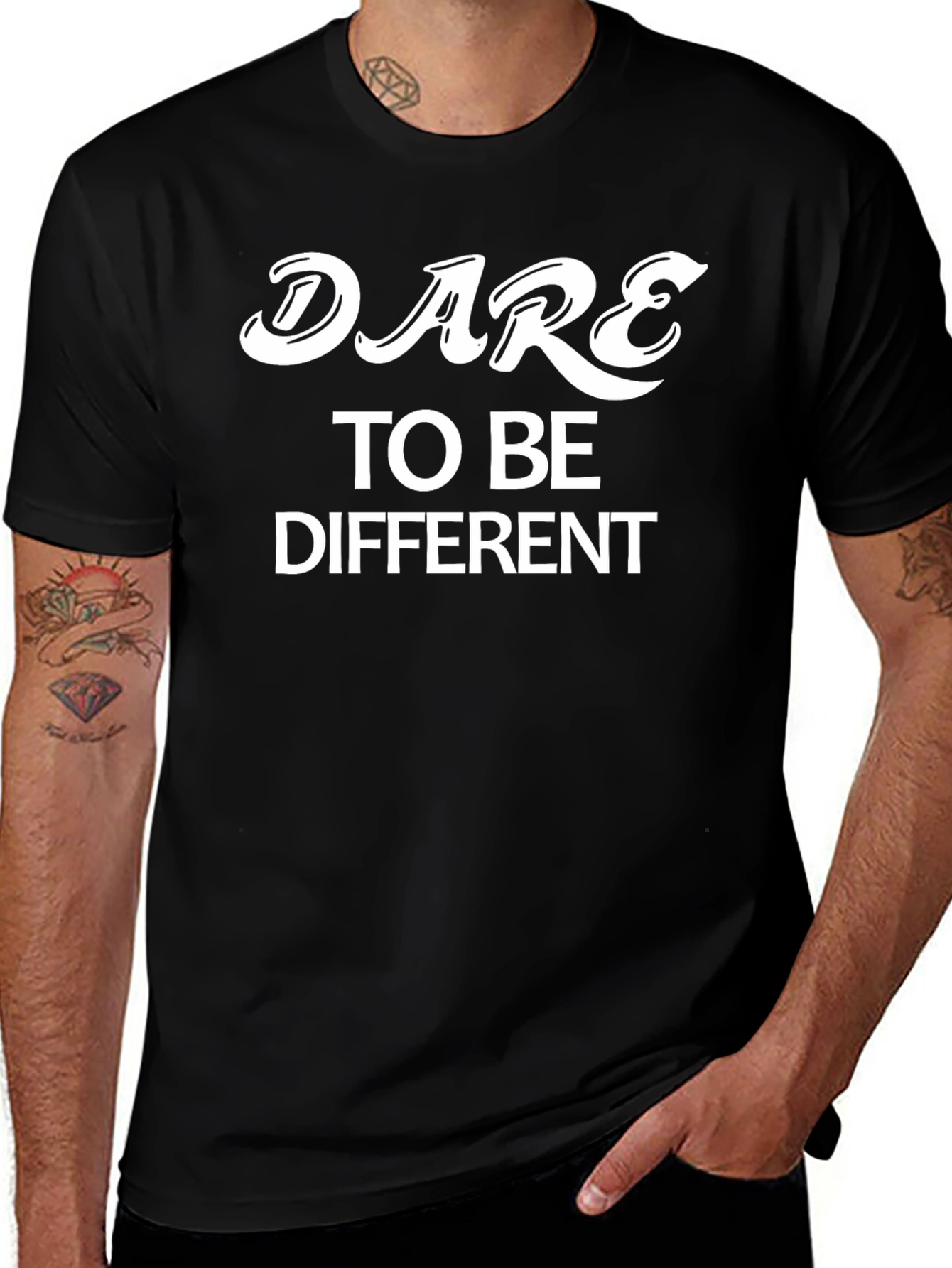 Dare to Be Different Black Graphic T-Shirt