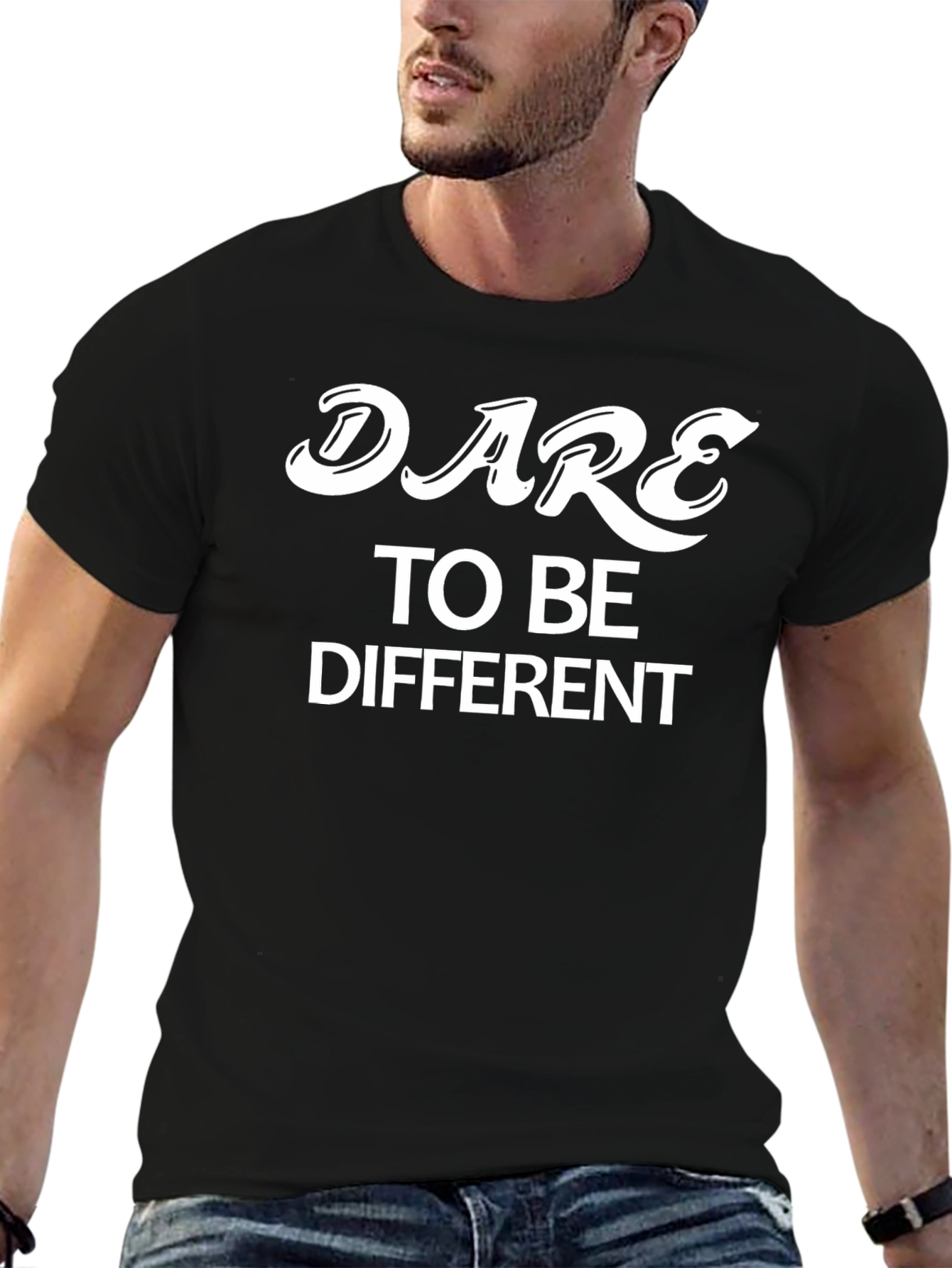 Dare to Be Different Black Graphic T-Shirt