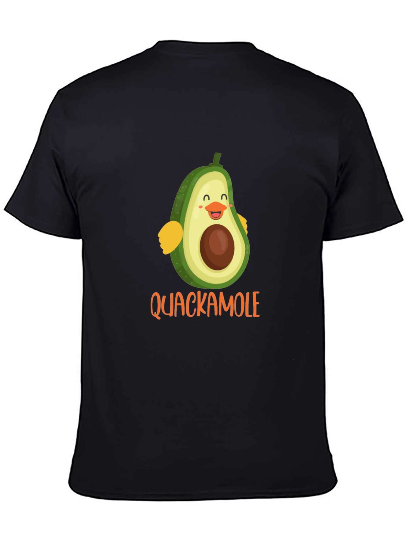 Quackamole Avocado Cartoon Graphic Black T-Shirt