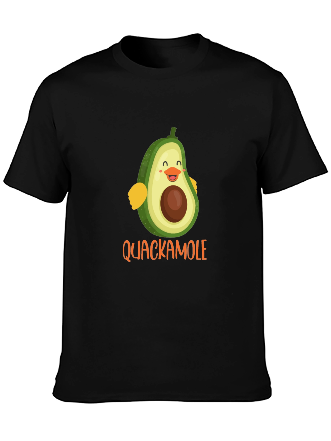 Quackamole Avocado Cartoon Graphic Black T-Shirt