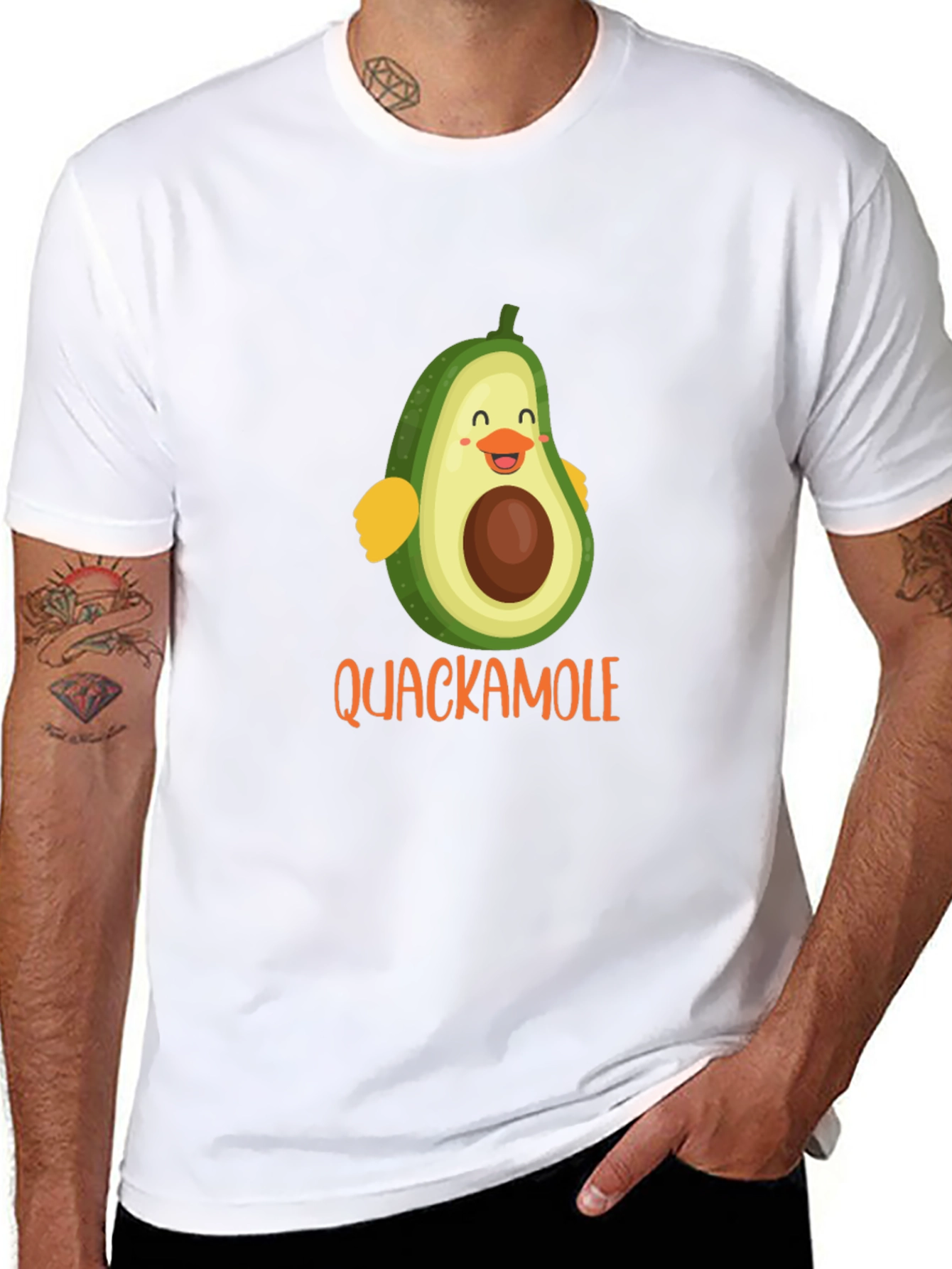 Quackamole Avocado Cartoon Graphic Black T-Shirt