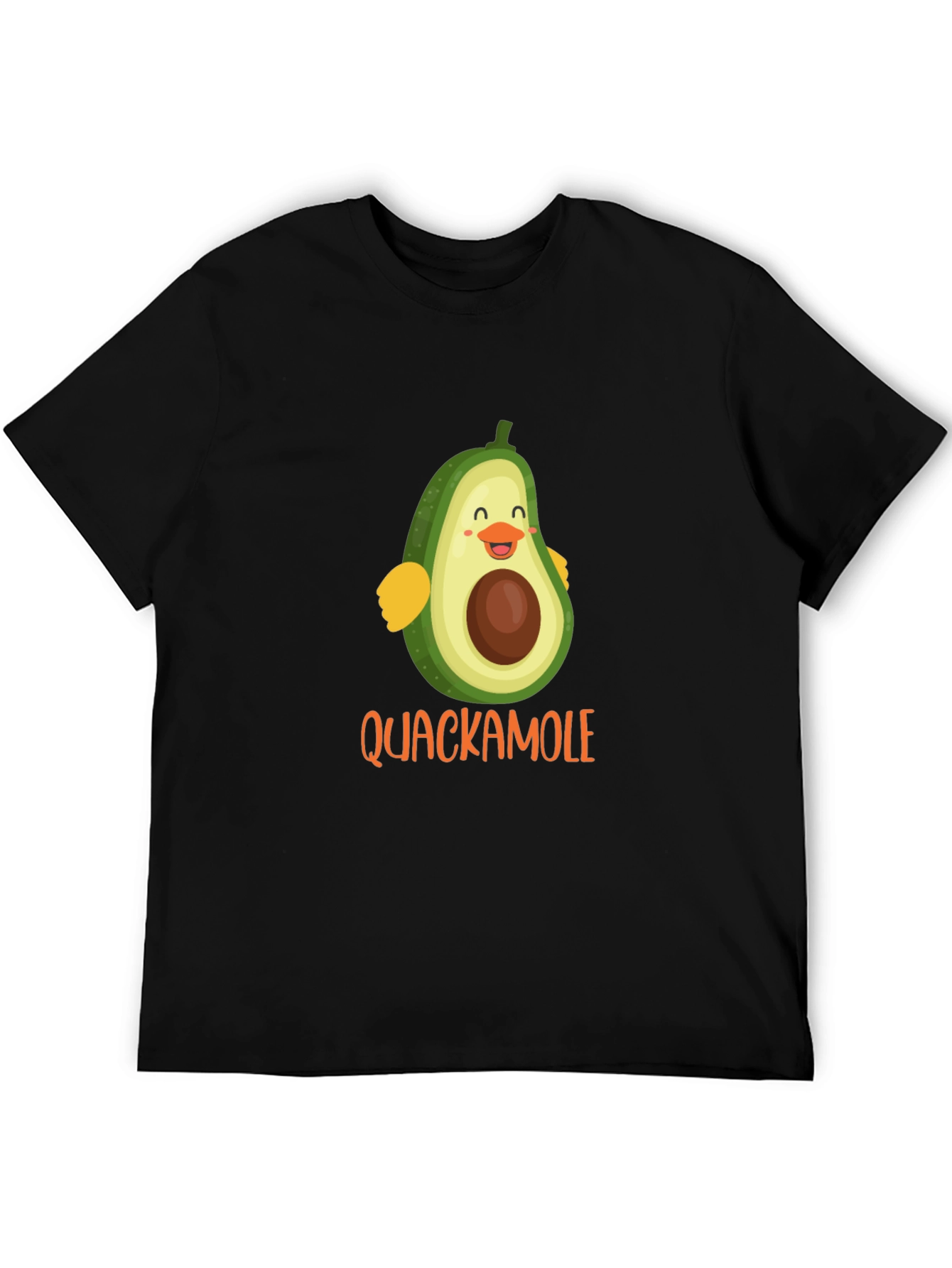 Quackamole Avocado Cartoon Graphic Black T-Shirt
