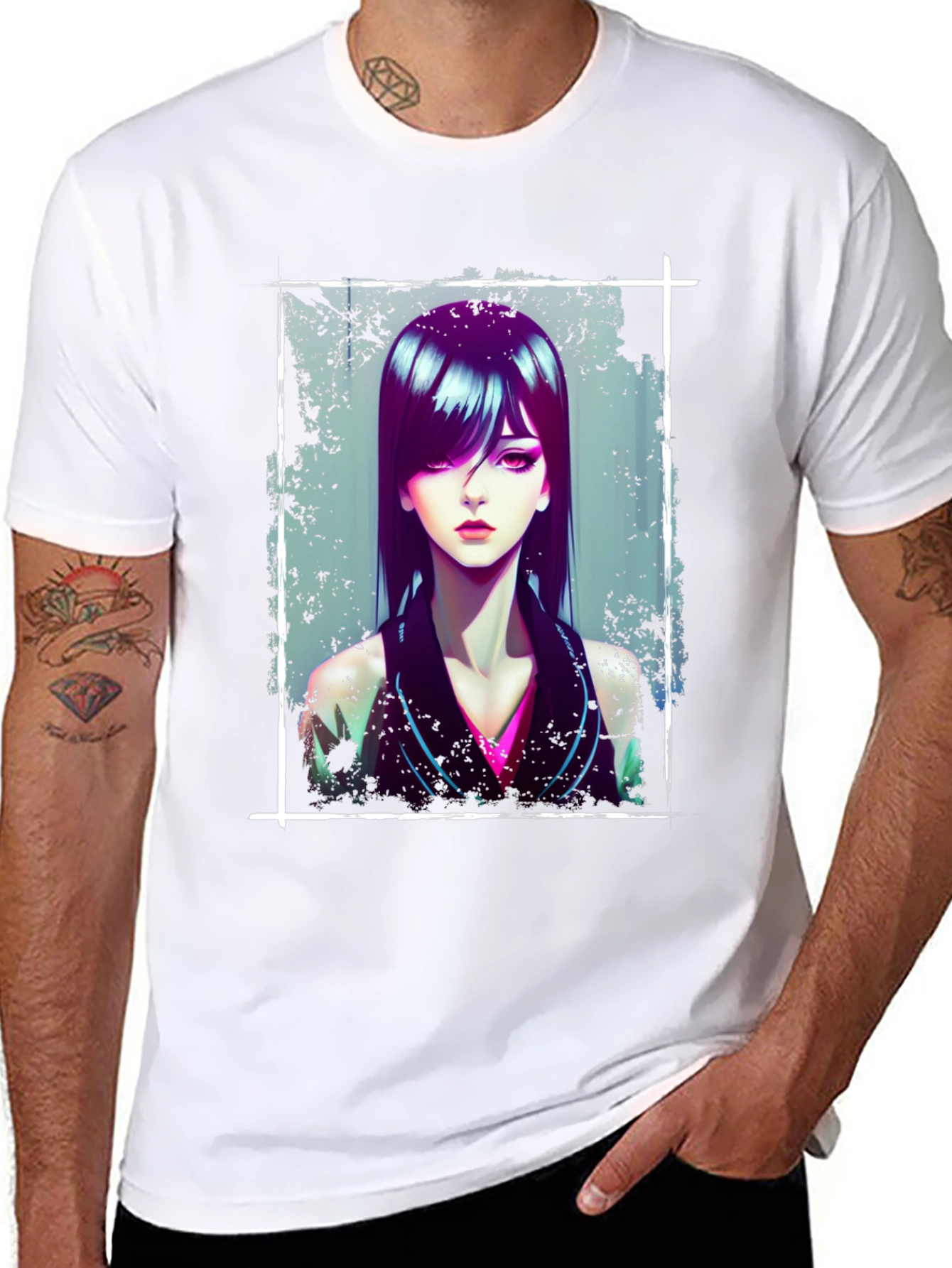 Anime Girl Graphic Black T-Shirt