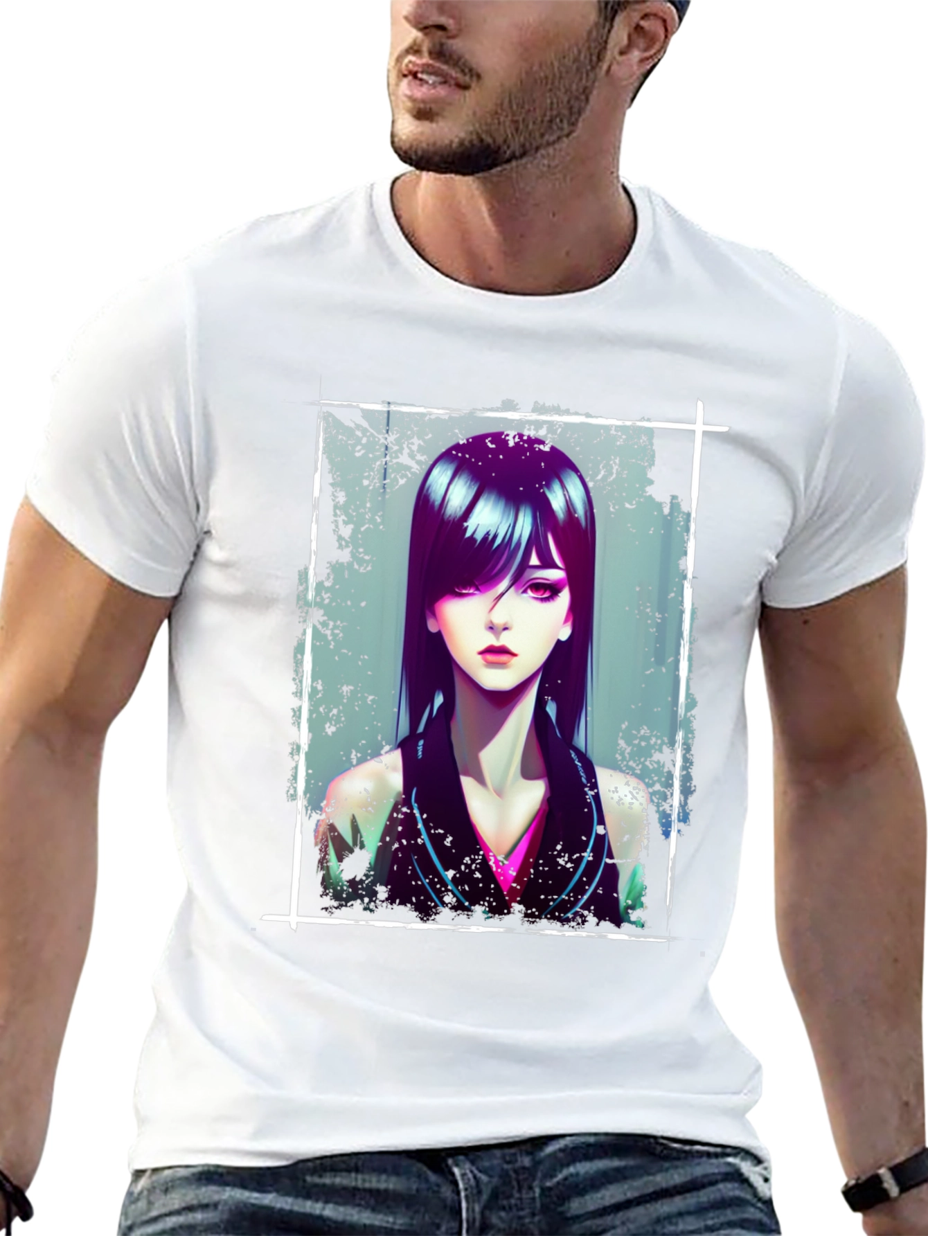 Anime Girl Graphic Black T-Shirt