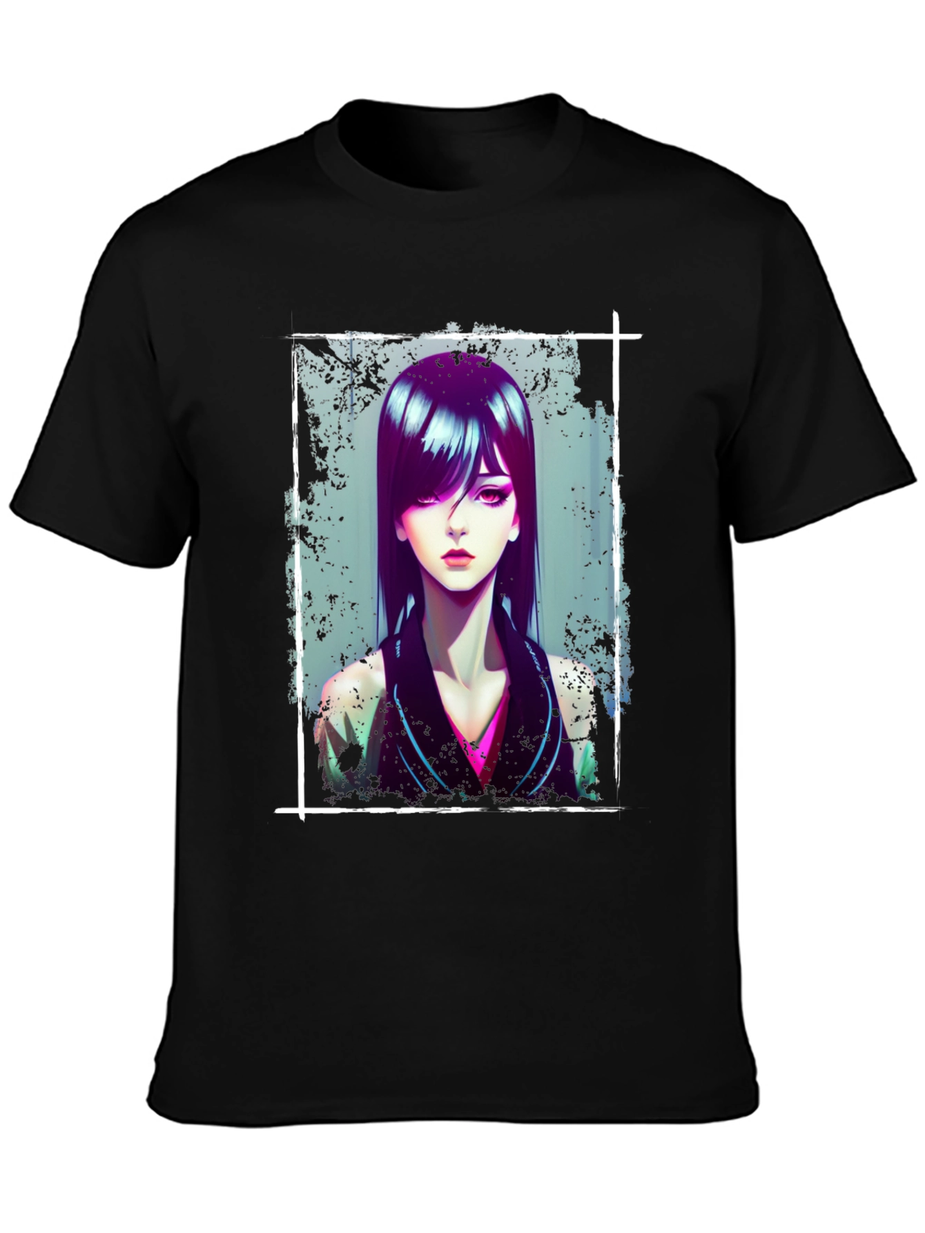 Anime Girl Graphic Black T-Shirt