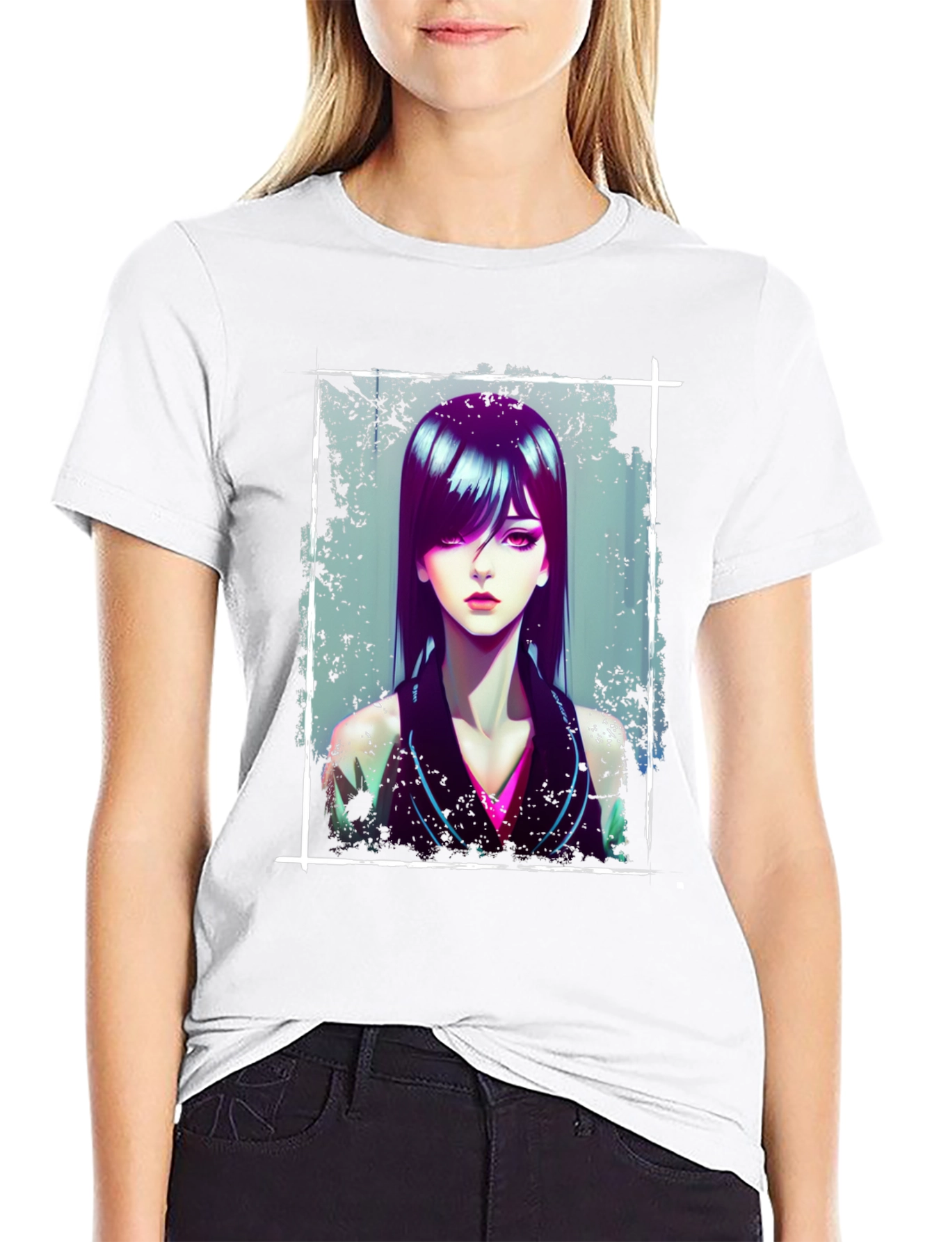 Anime Girl Graphic Black T-Shirt