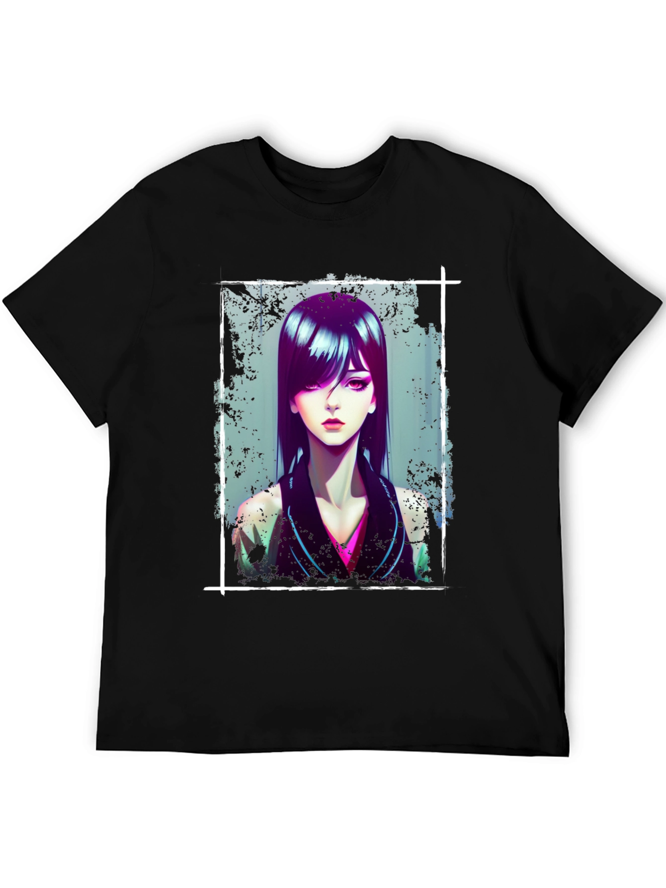 Anime Girl Graphic Black T-Shirt