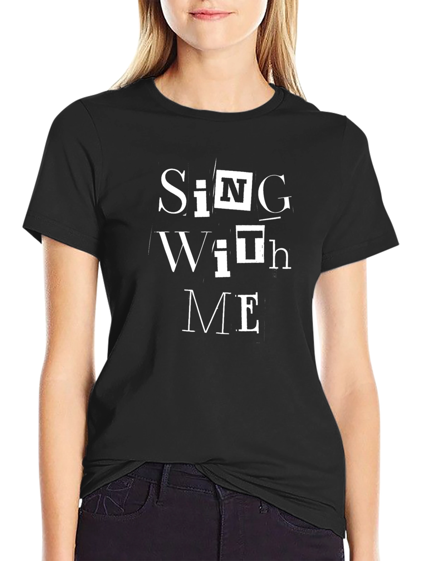 Sing With Me Graphic Tee - Black Cotton T-Shirt
