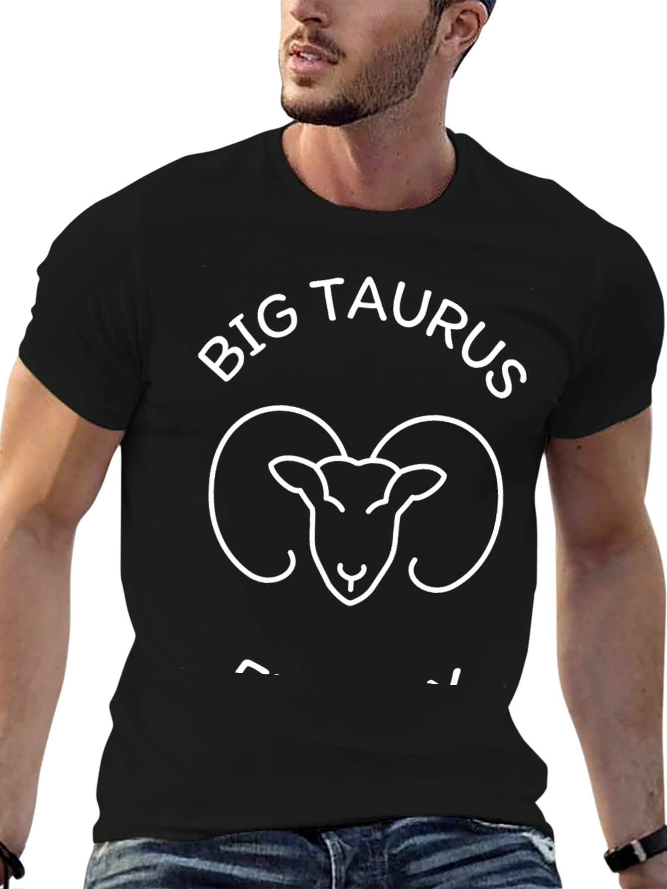 Big Taurus Zodiac Graphic Tee - Black Cotton T-Shirt