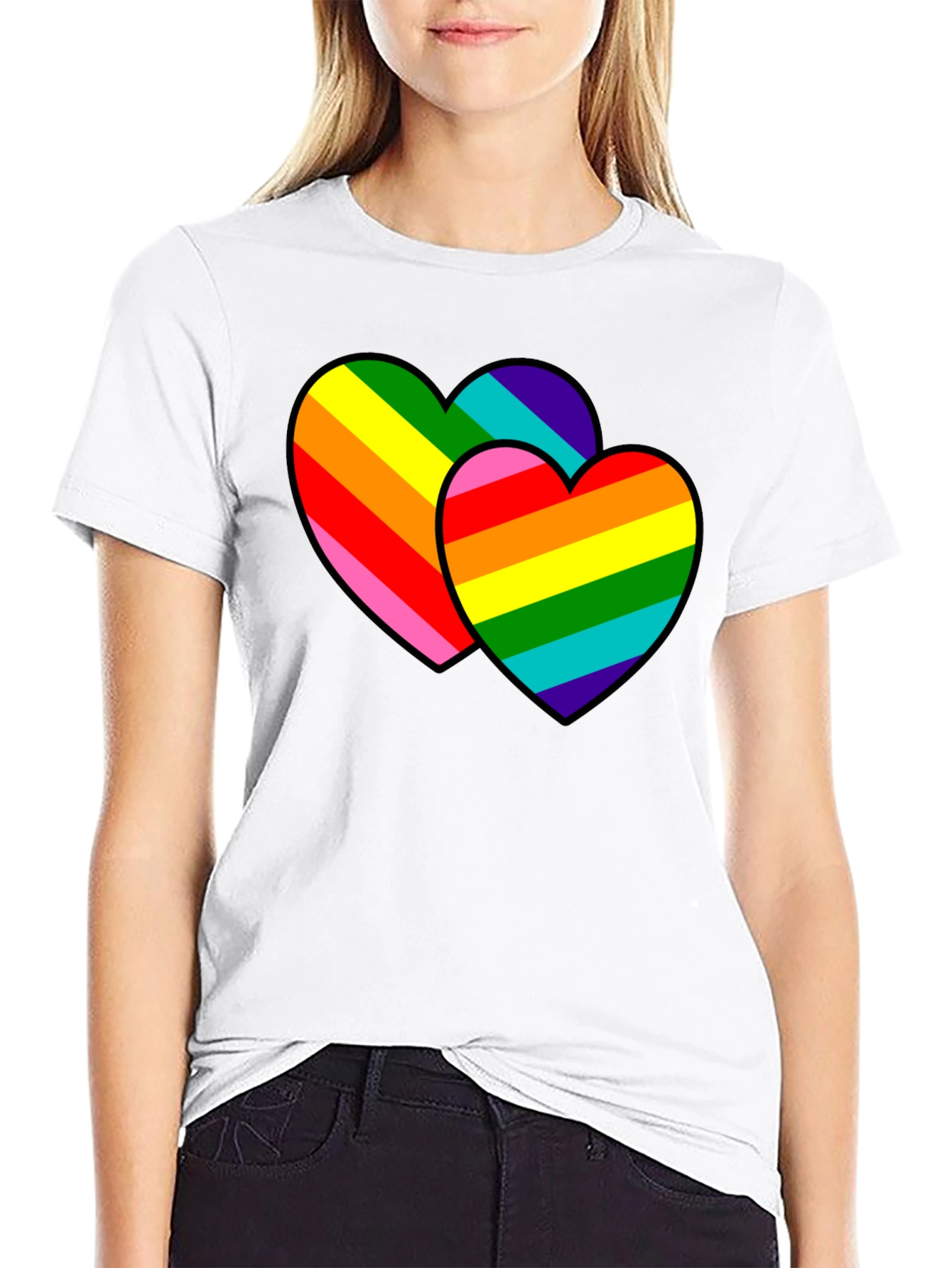 Rainbow Hearts Graphic Tee - Pride Love