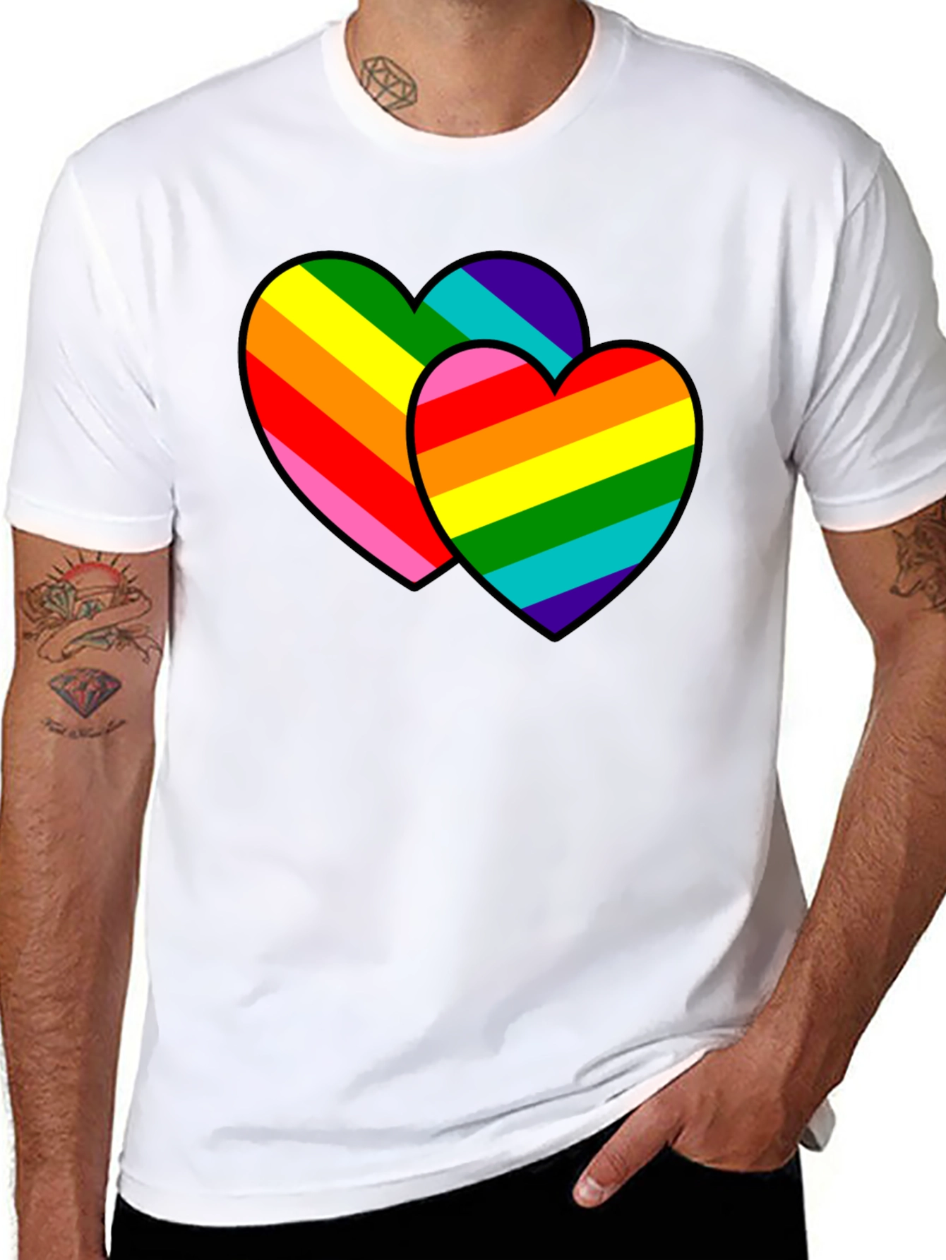 Rainbow Hearts Graphic Tee - Pride Love