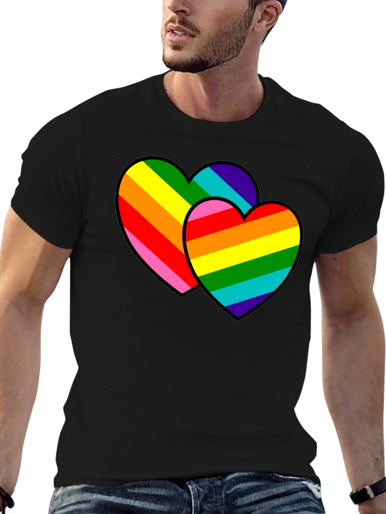 Rainbow Hearts Graphic Tee - Pride Love