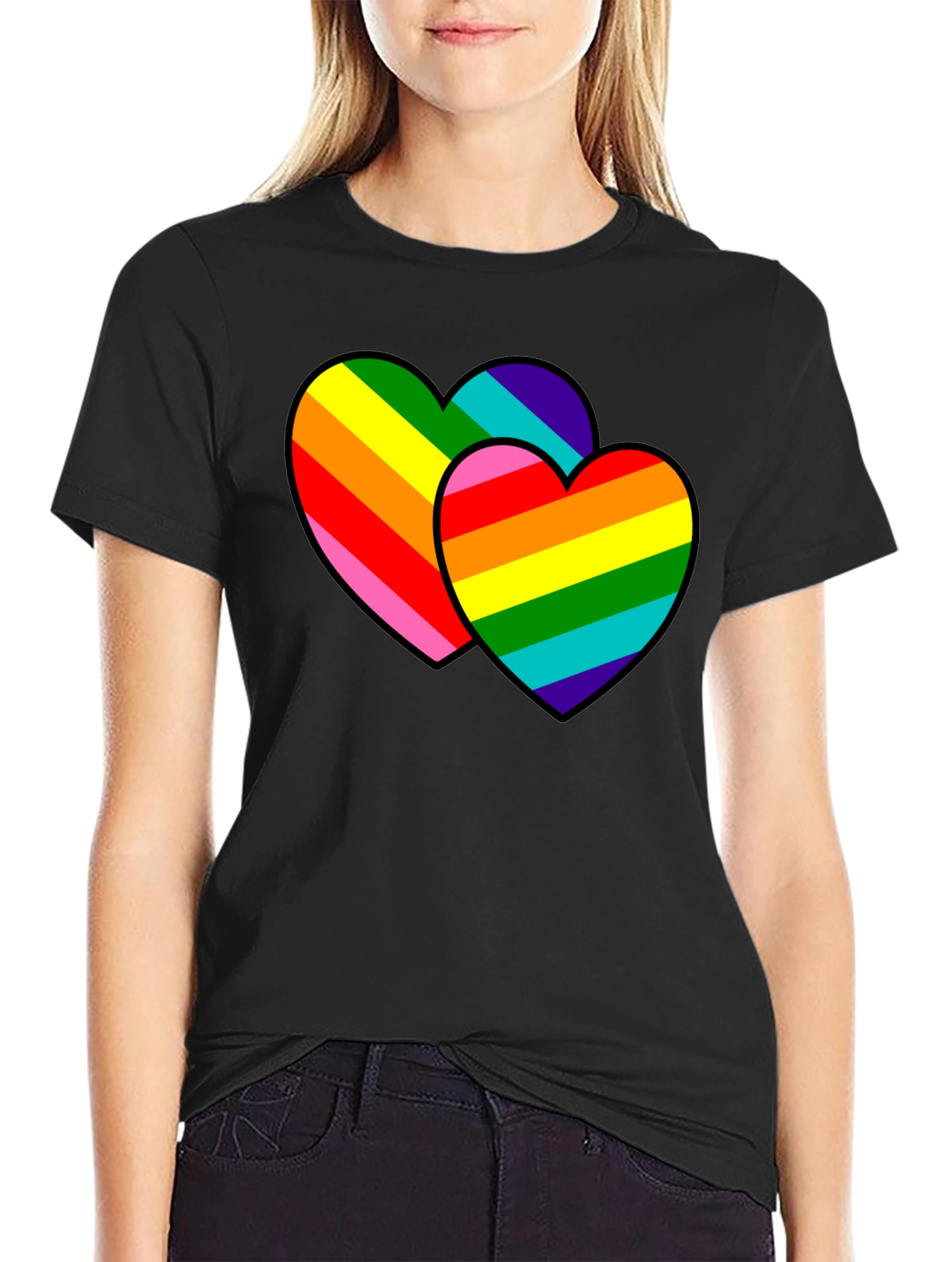 Rainbow Hearts Graphic Tee - Pride Love