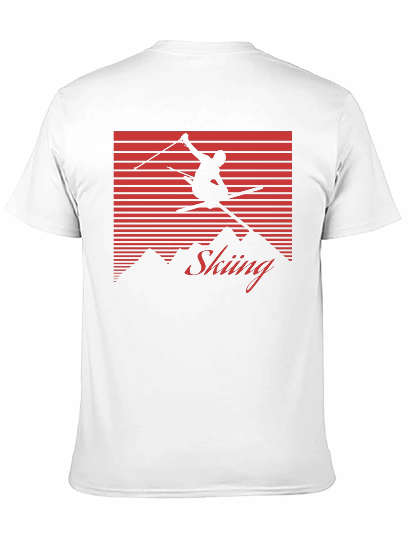 Retro Skiing Graphic Tee - Black Cotton Blend Shirt
