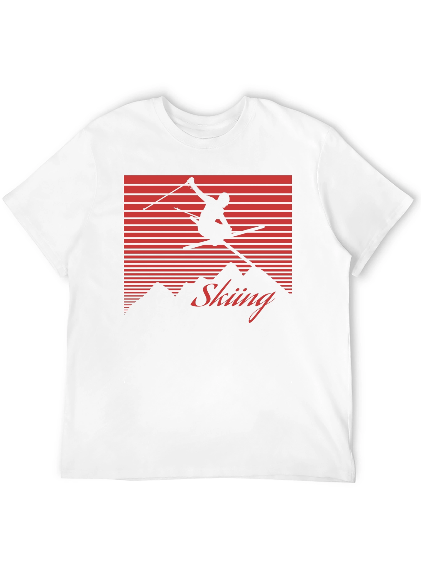Retro Skiing Graphic Tee - Black Cotton Blend Shirt