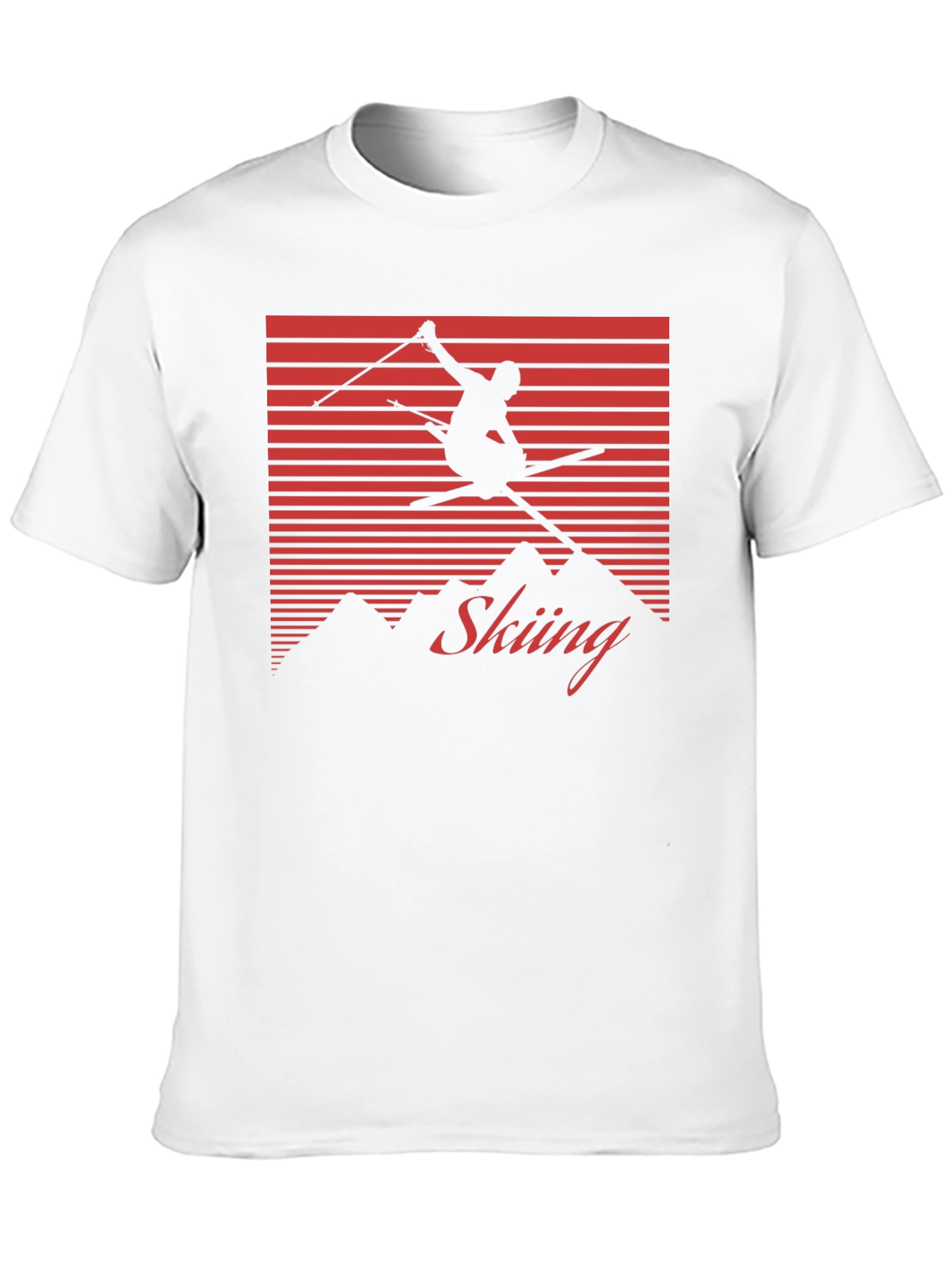 Retro Skiing Graphic Tee - Black Cotton Blend Shirt