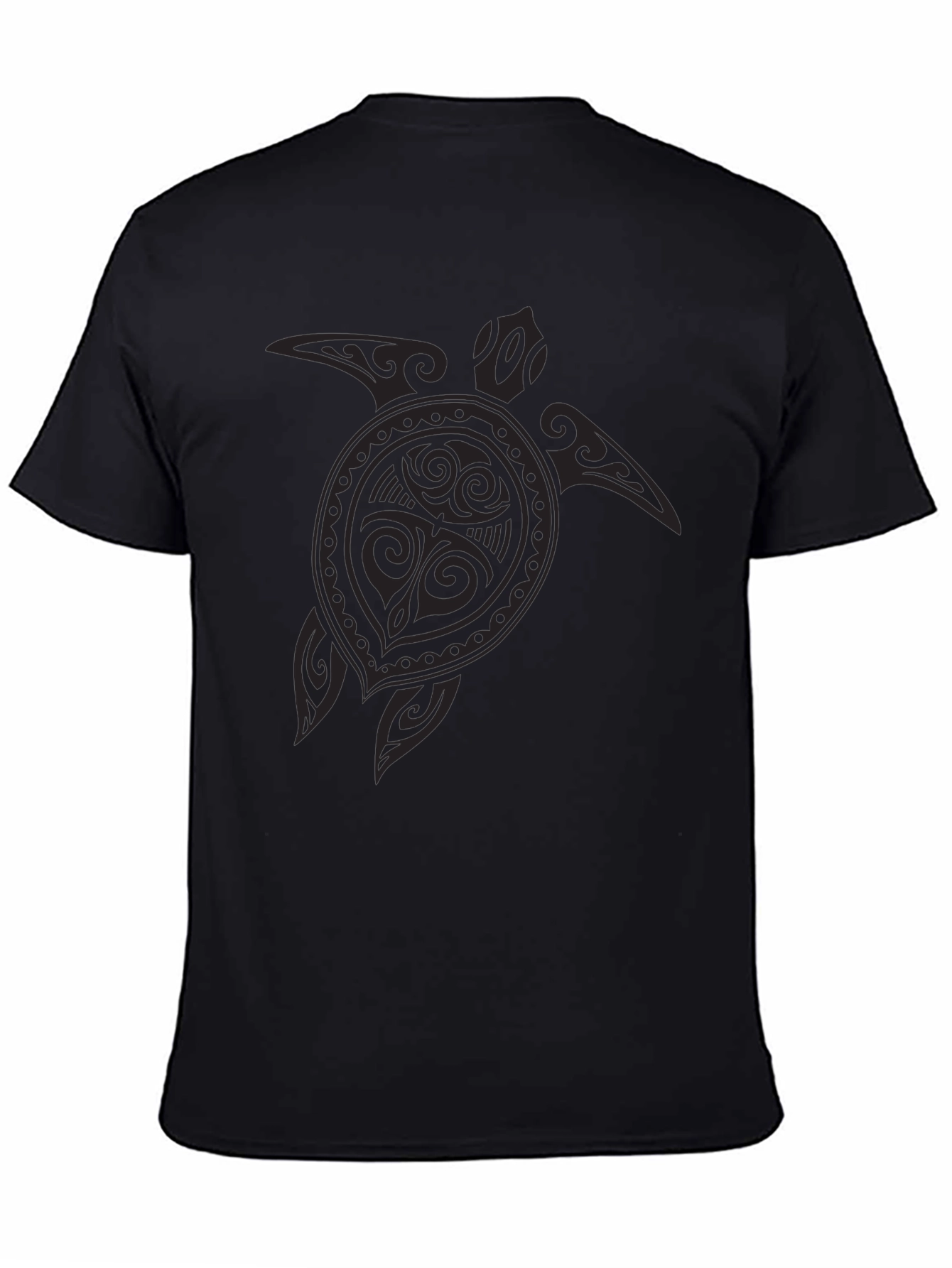 Tribal Turtle Graphic Black T-Shirt
