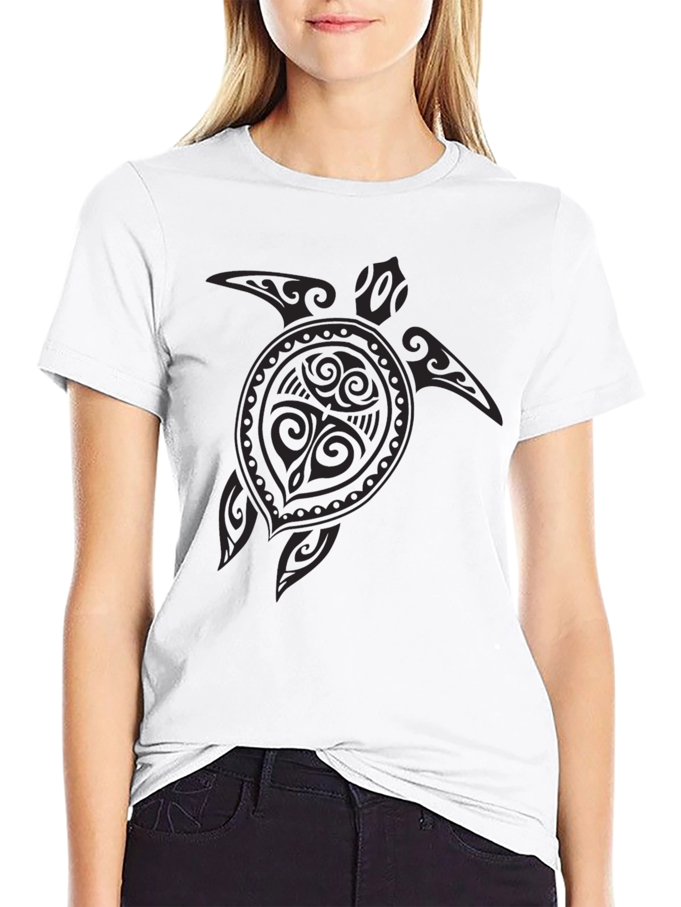 Tribal Turtle Graphic Black T-Shirt