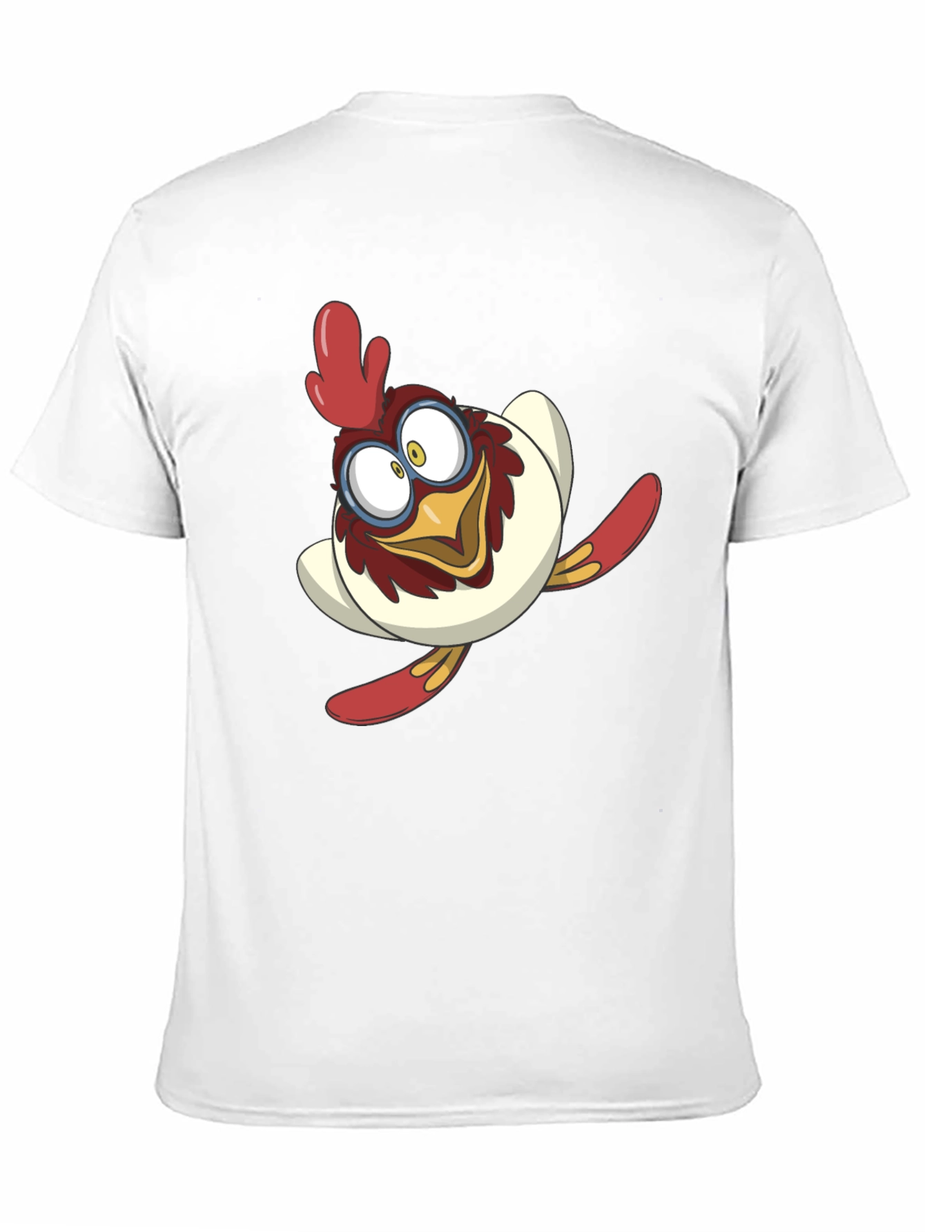 Cartoon Chicken Graphic Tee - Black Cotton Blend Shirt