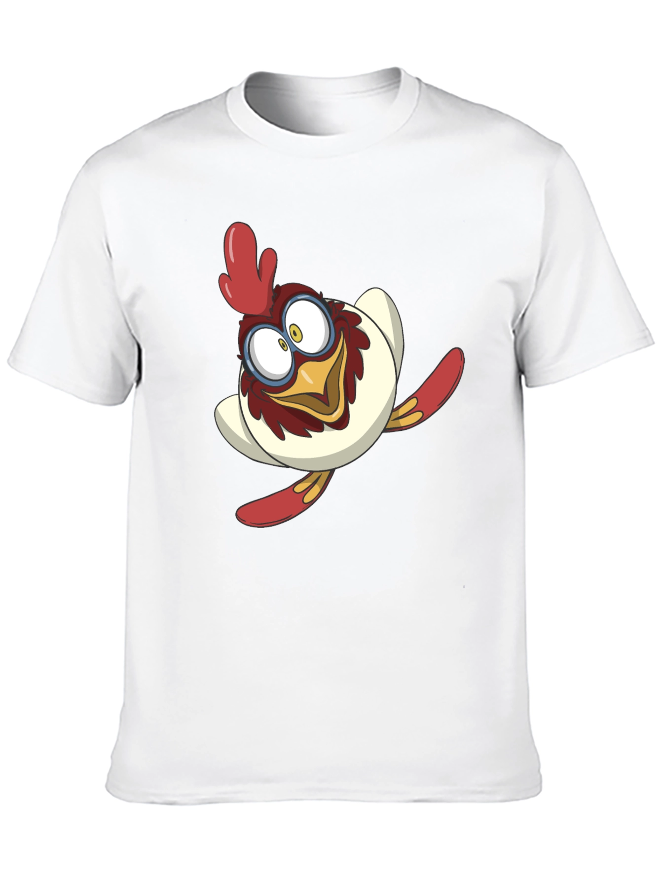 Cartoon Chicken Graphic Tee - Black Cotton Blend Shirt
