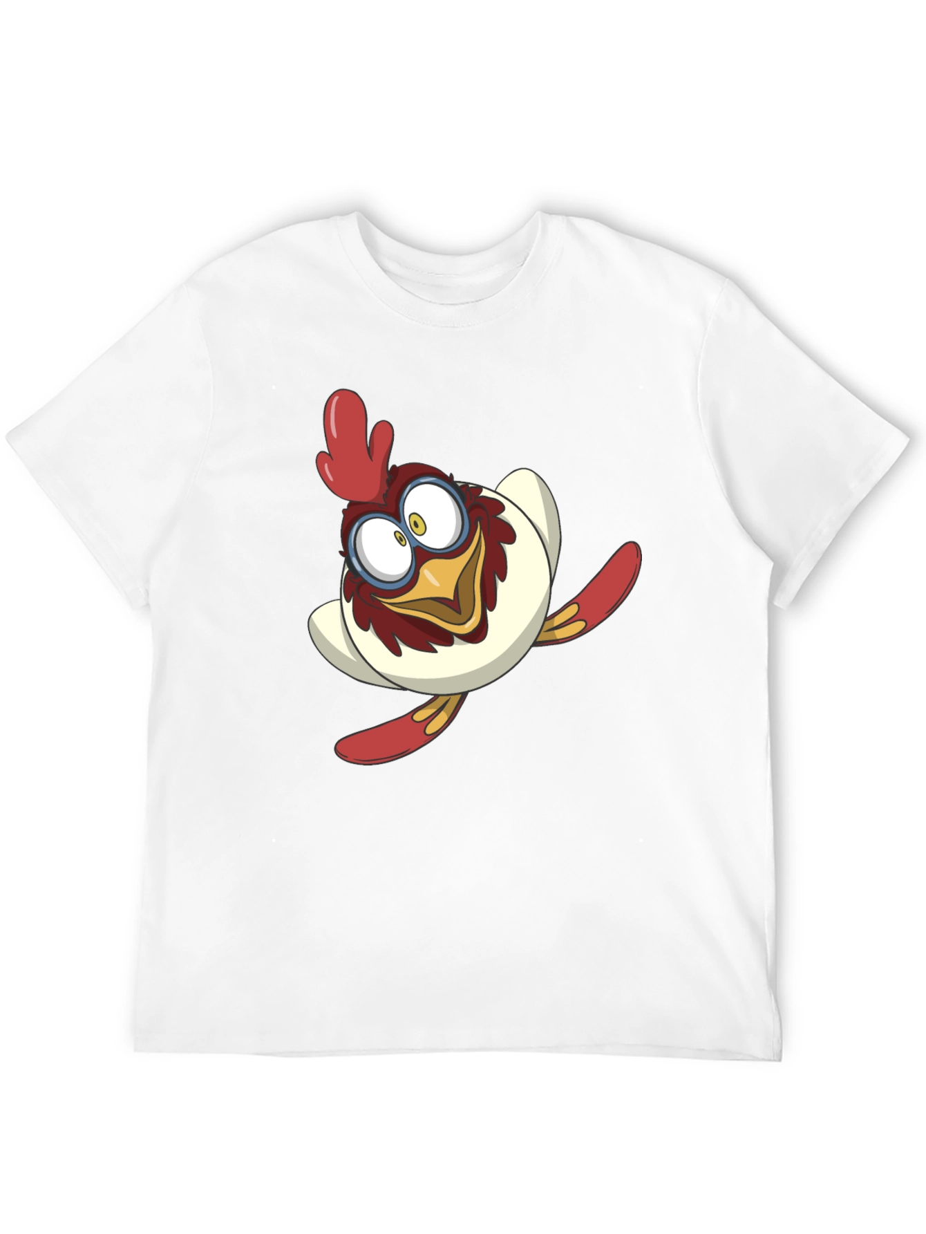 Cartoon Chicken Graphic Tee - Black Cotton Blend Shirt