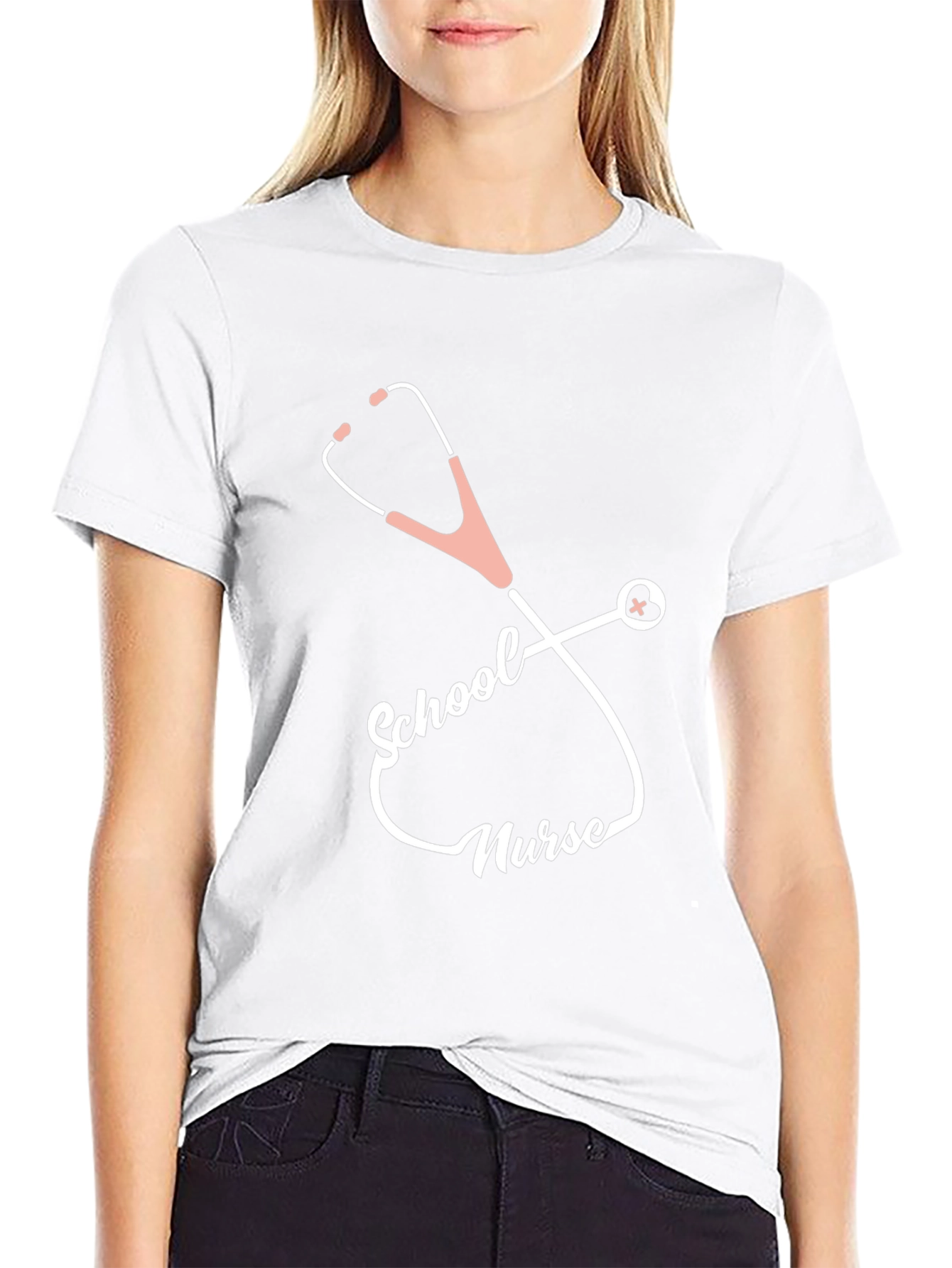 School Nurse Stethoscope T-Shirt - Black