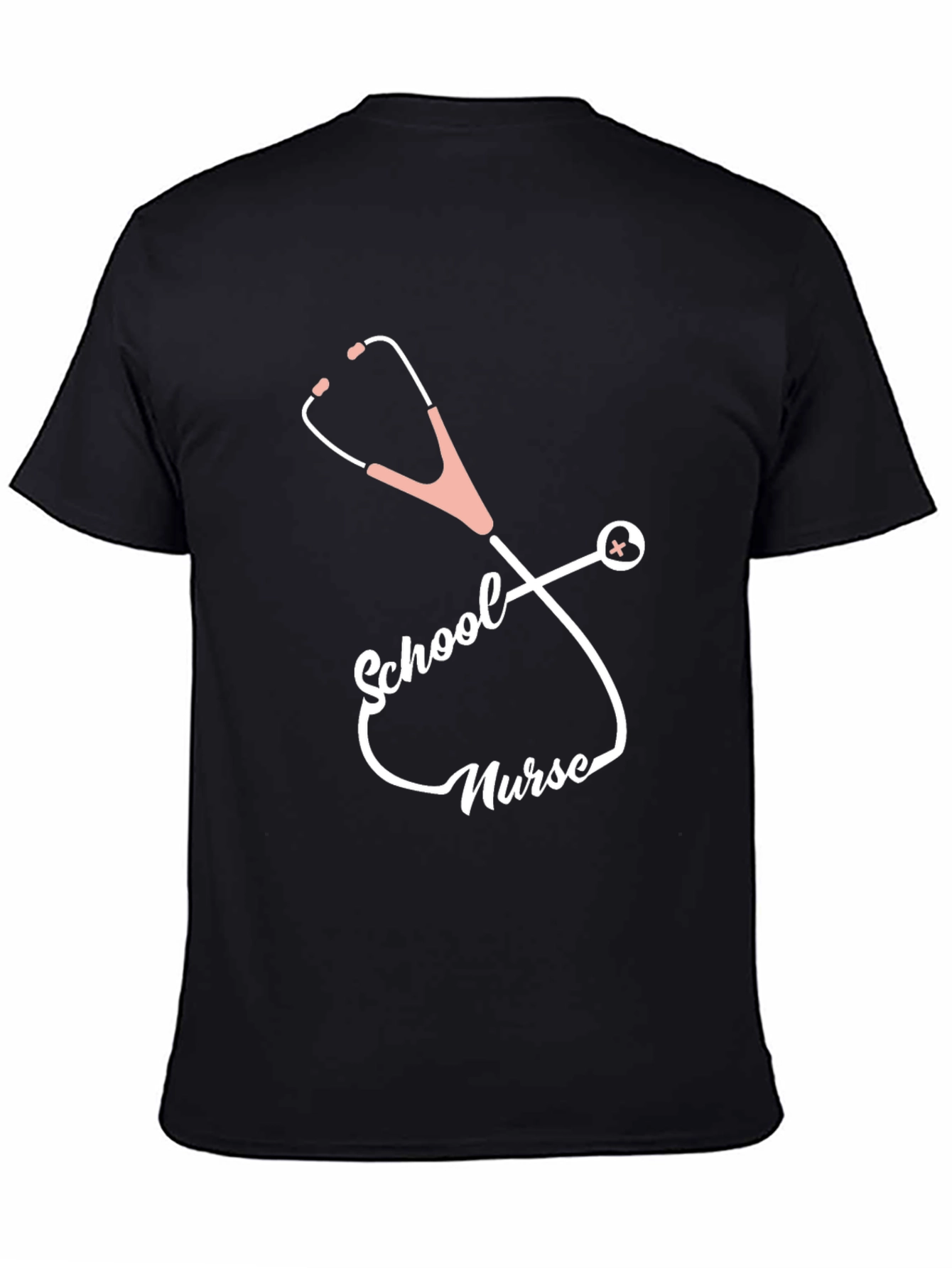School Nurse Stethoscope T-Shirt - Black