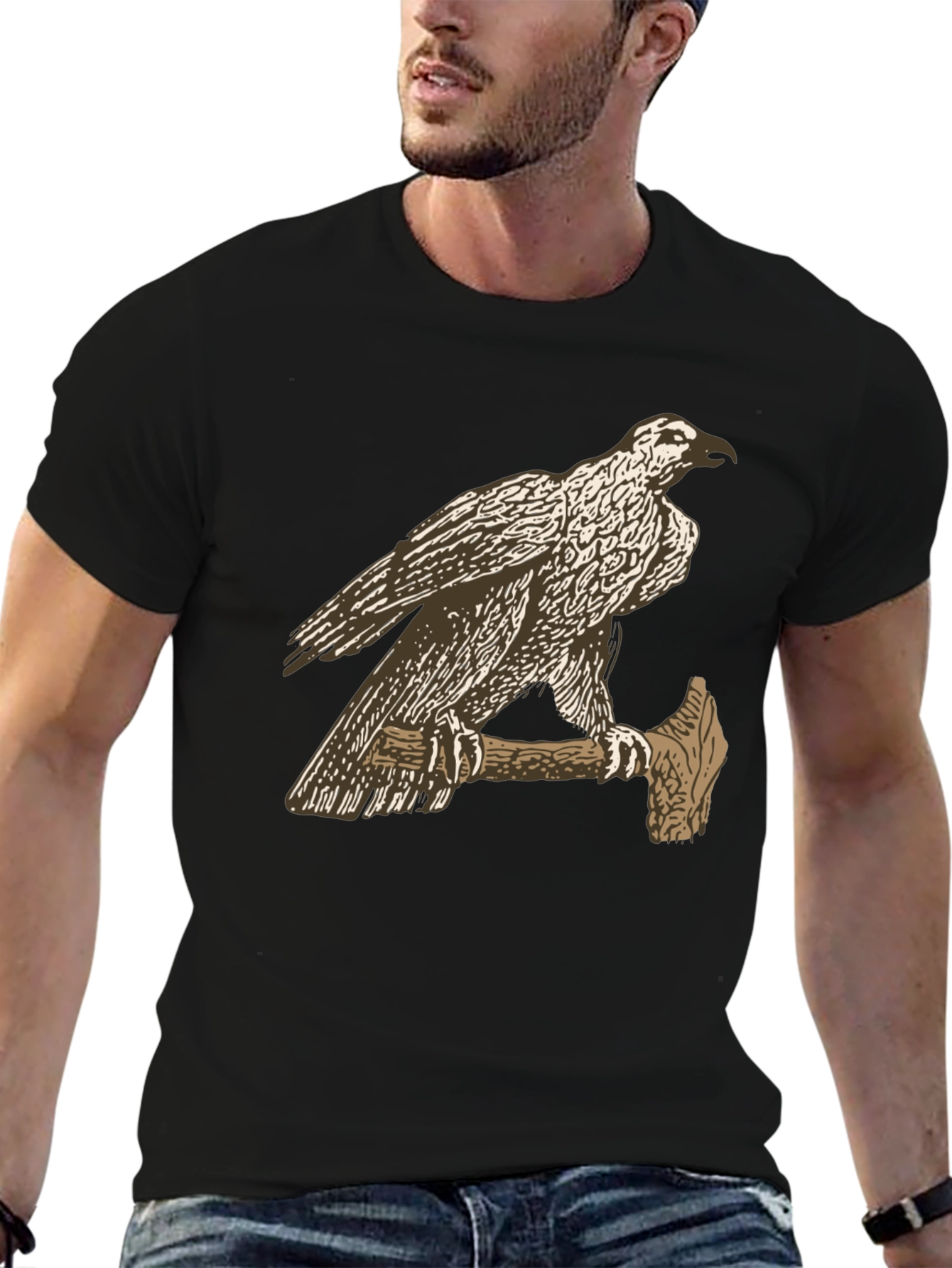 Eagle on Axe Black T-Shirt - Unique Graphic Tee