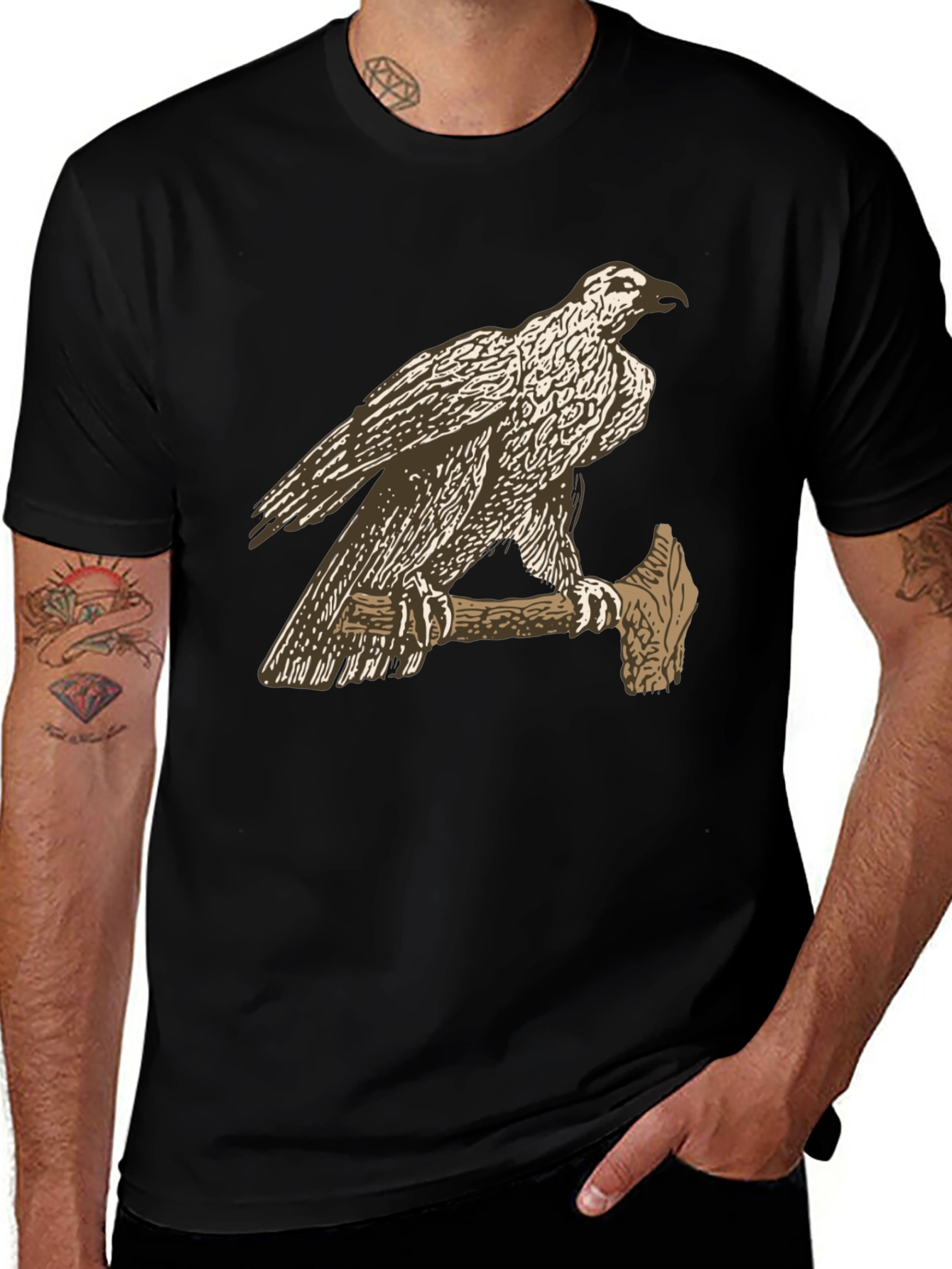 Eagle on Axe Black T-Shirt - Unique Graphic Tee