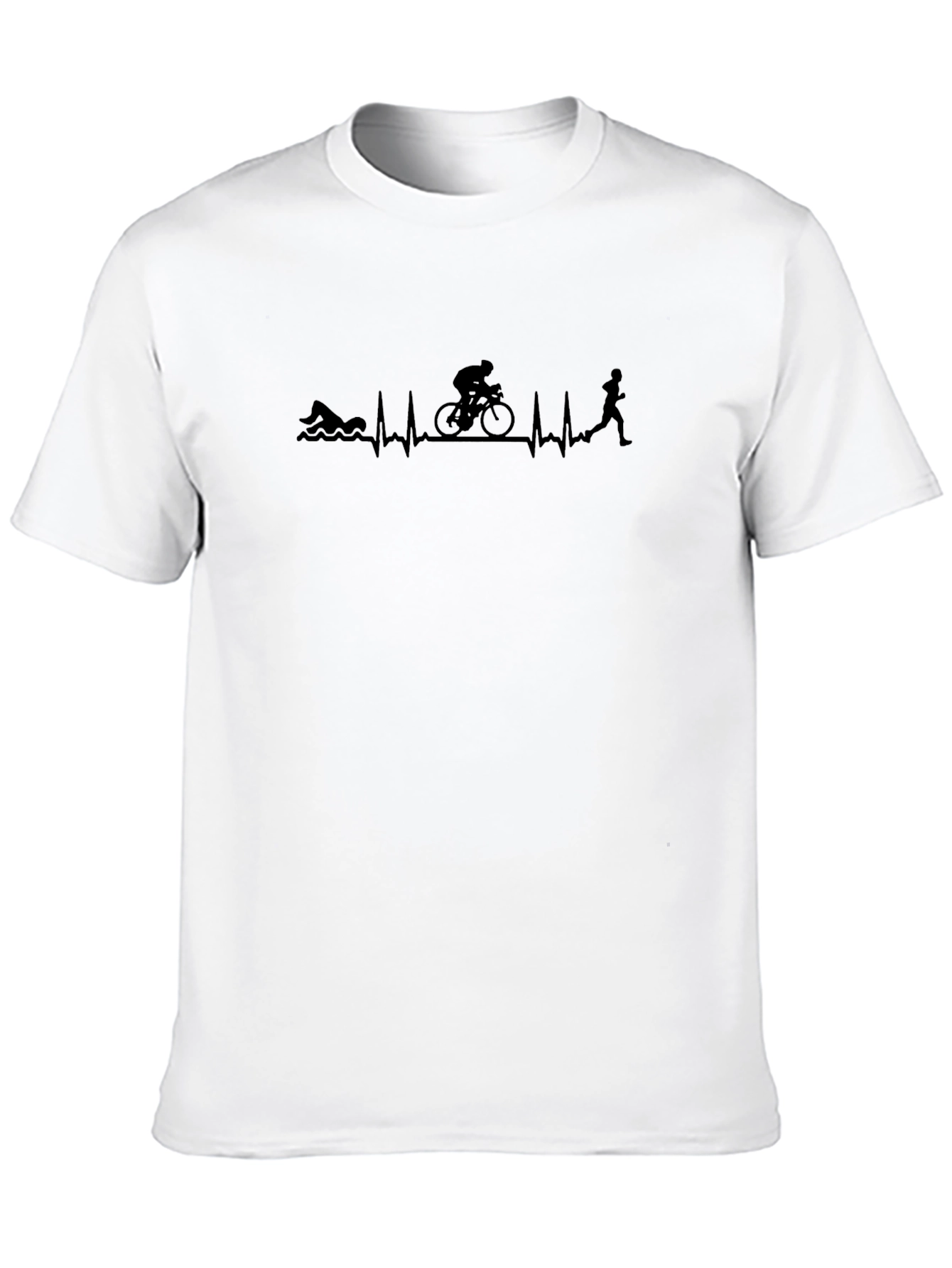 Triathlon Heartbeat T-Shirt - Swim Bike Run Tee