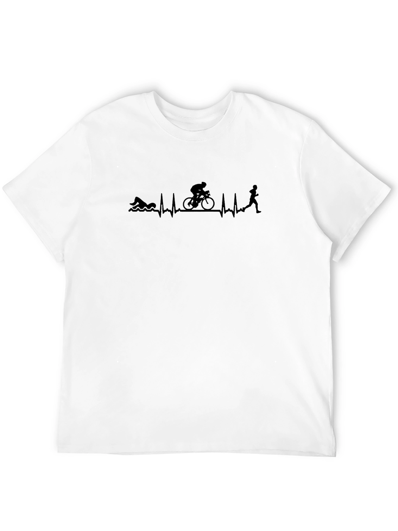 Triathlon Heartbeat T-Shirt - Swim Bike Run Tee