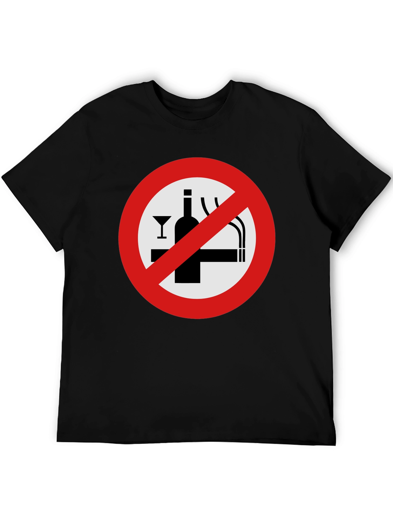 No Alcohol & Smoking T-Shirt - Black Graphic Tee