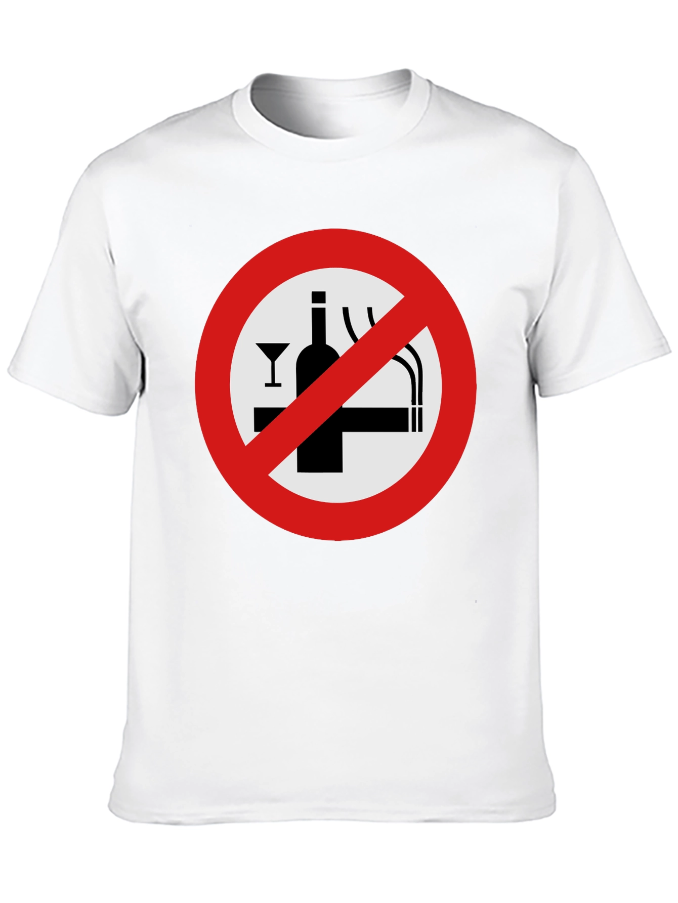 No Alcohol & Smoking T-Shirt - Black Graphic Tee