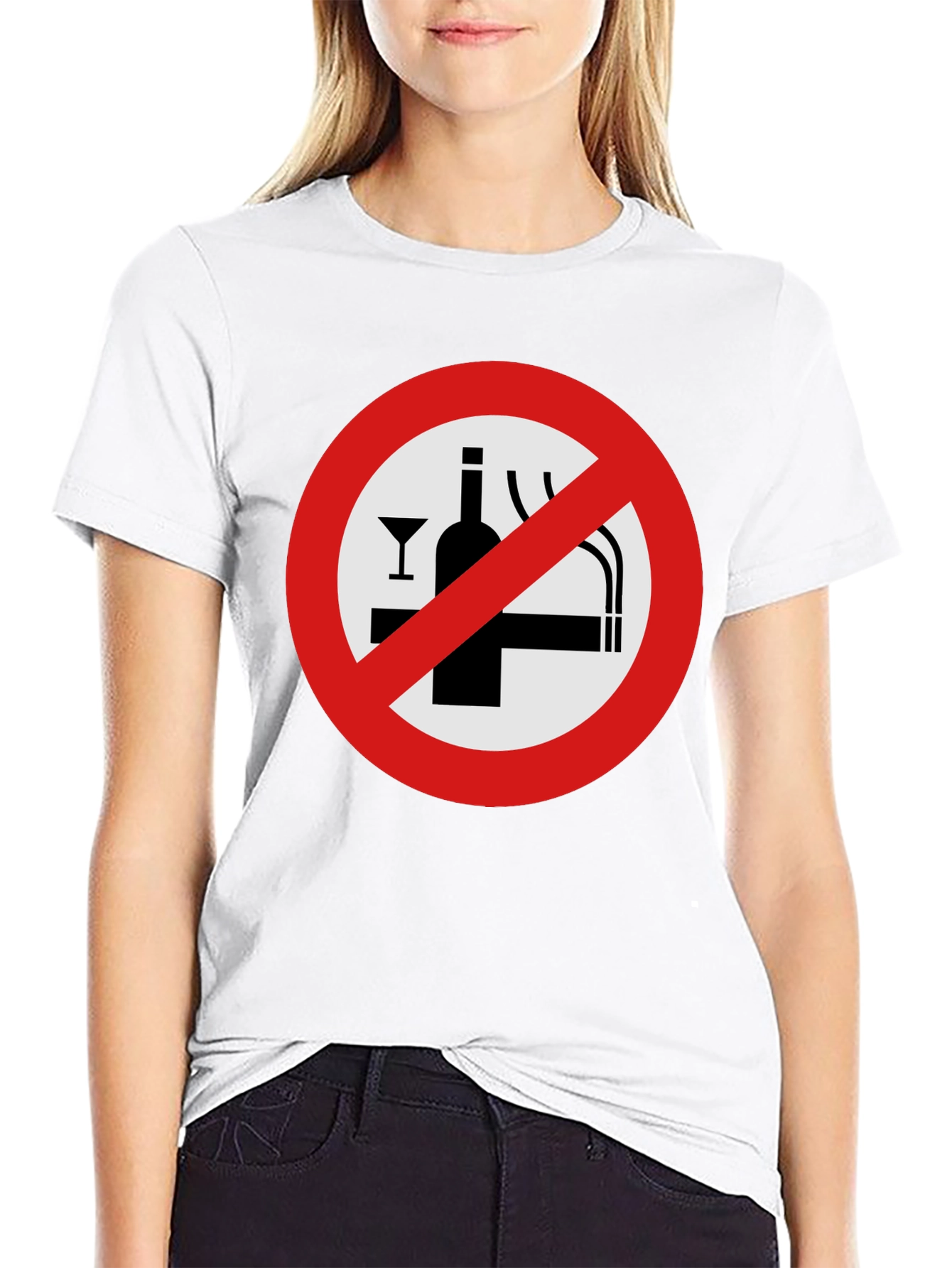 No Alcohol & Smoking T-Shirt - Black Graphic Tee
