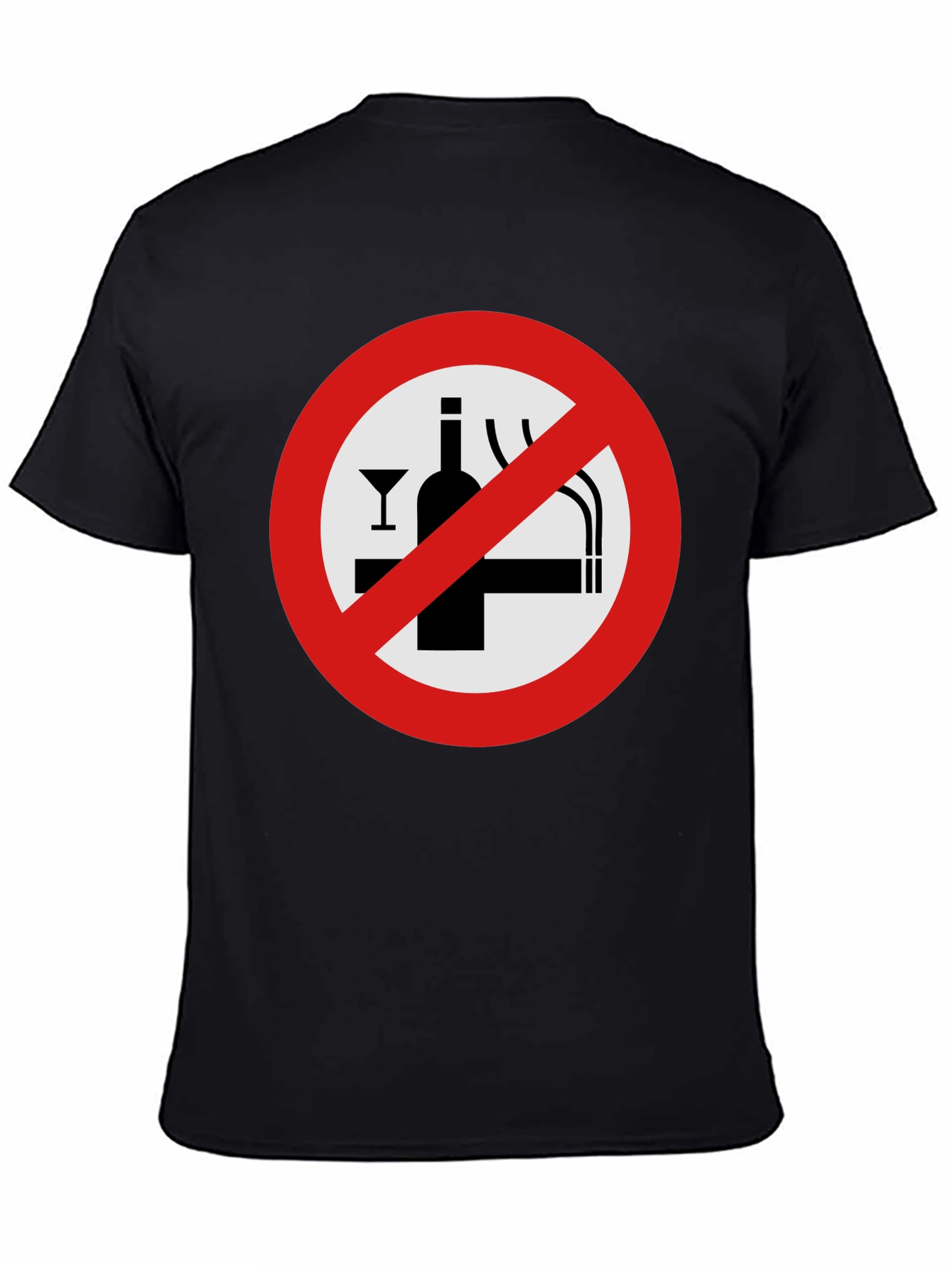 No Alcohol & Smoking T-Shirt - Black Graphic Tee