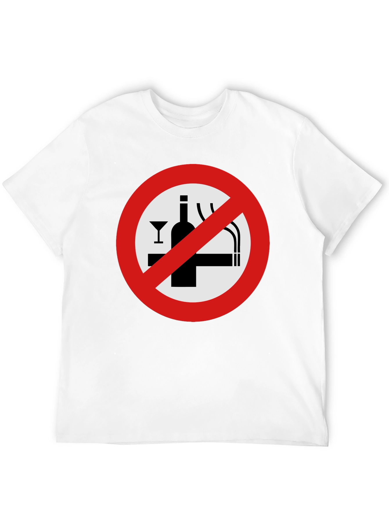 No Alcohol & Smoking T-Shirt - Black Graphic Tee