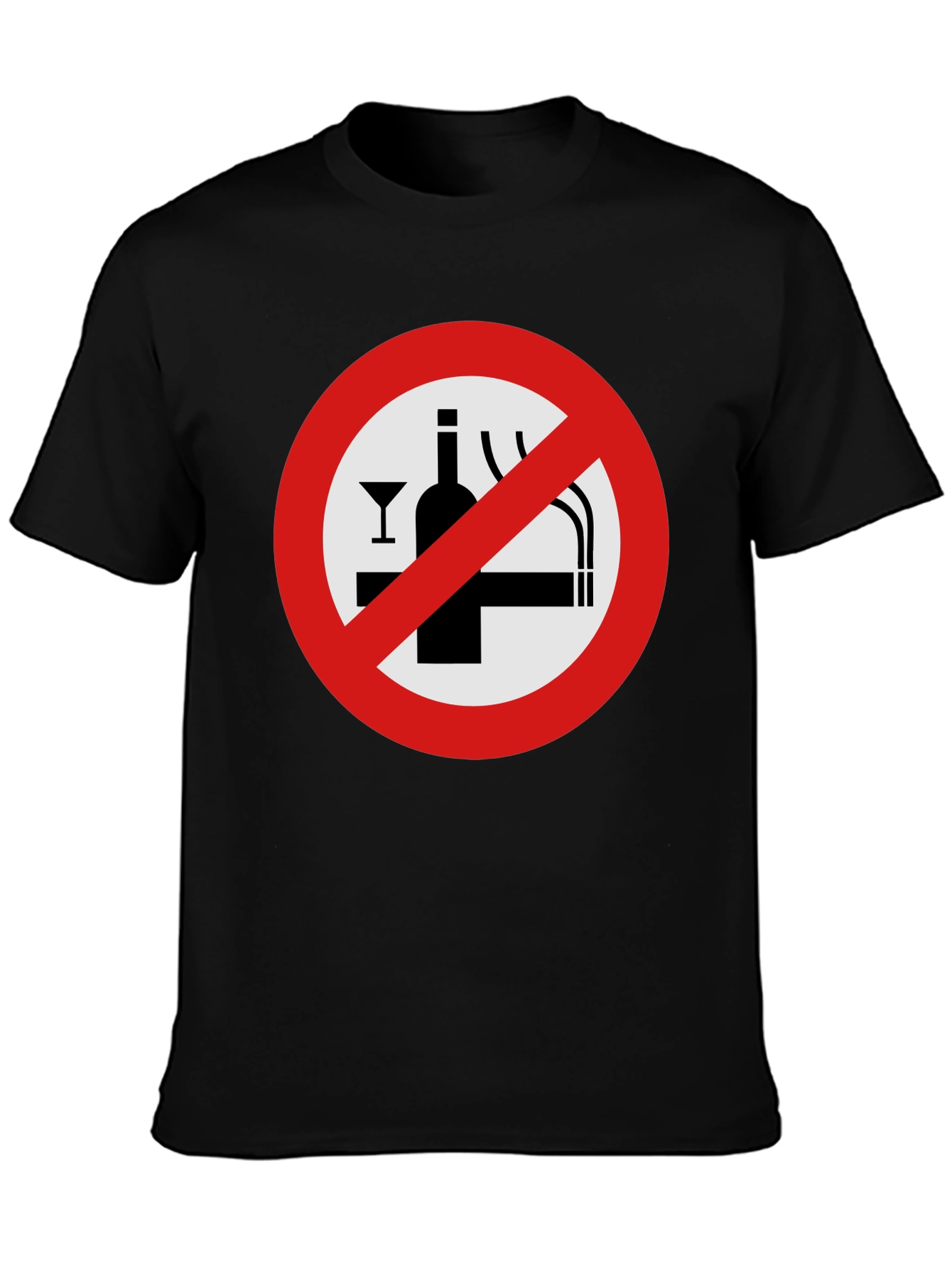 No Alcohol & Smoking T-Shirt - Black Graphic Tee
