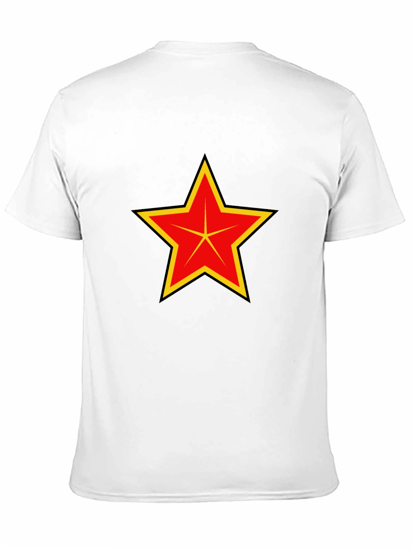 Red & Yellow Star Graphic Black T-Shirt