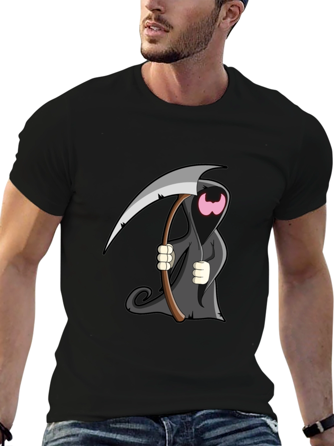 Cartoon Grim Reaper Graphic T-Shirt